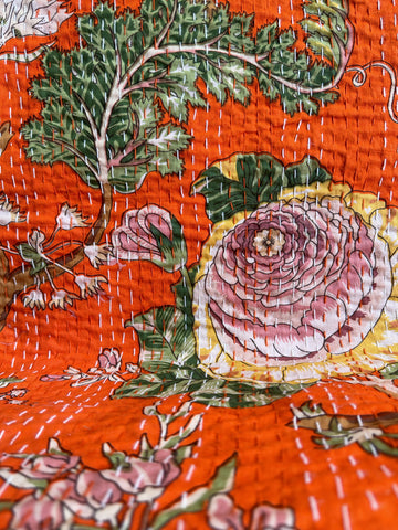 Hand Block Printed Kantha Quilt – Cotton Layered Blanket