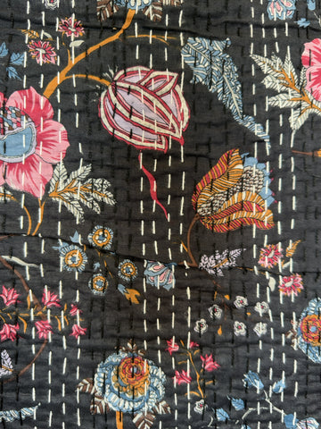 Lightweight Printed Kantha Throw for Summer