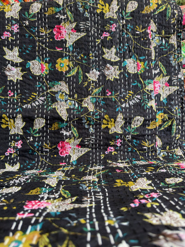 Traditional Indian Kantha Quilt – Printed Cotton Comforter