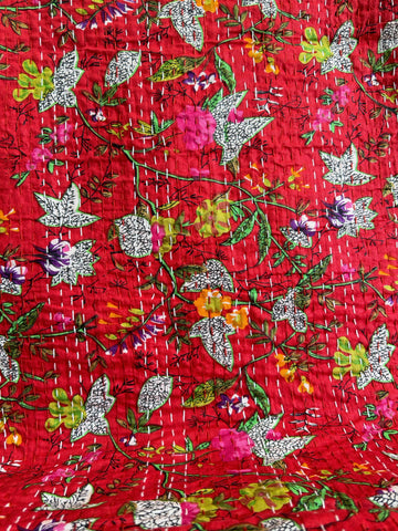 Soft Cotton Kantha Quilt – Handcrafted Printed Throw