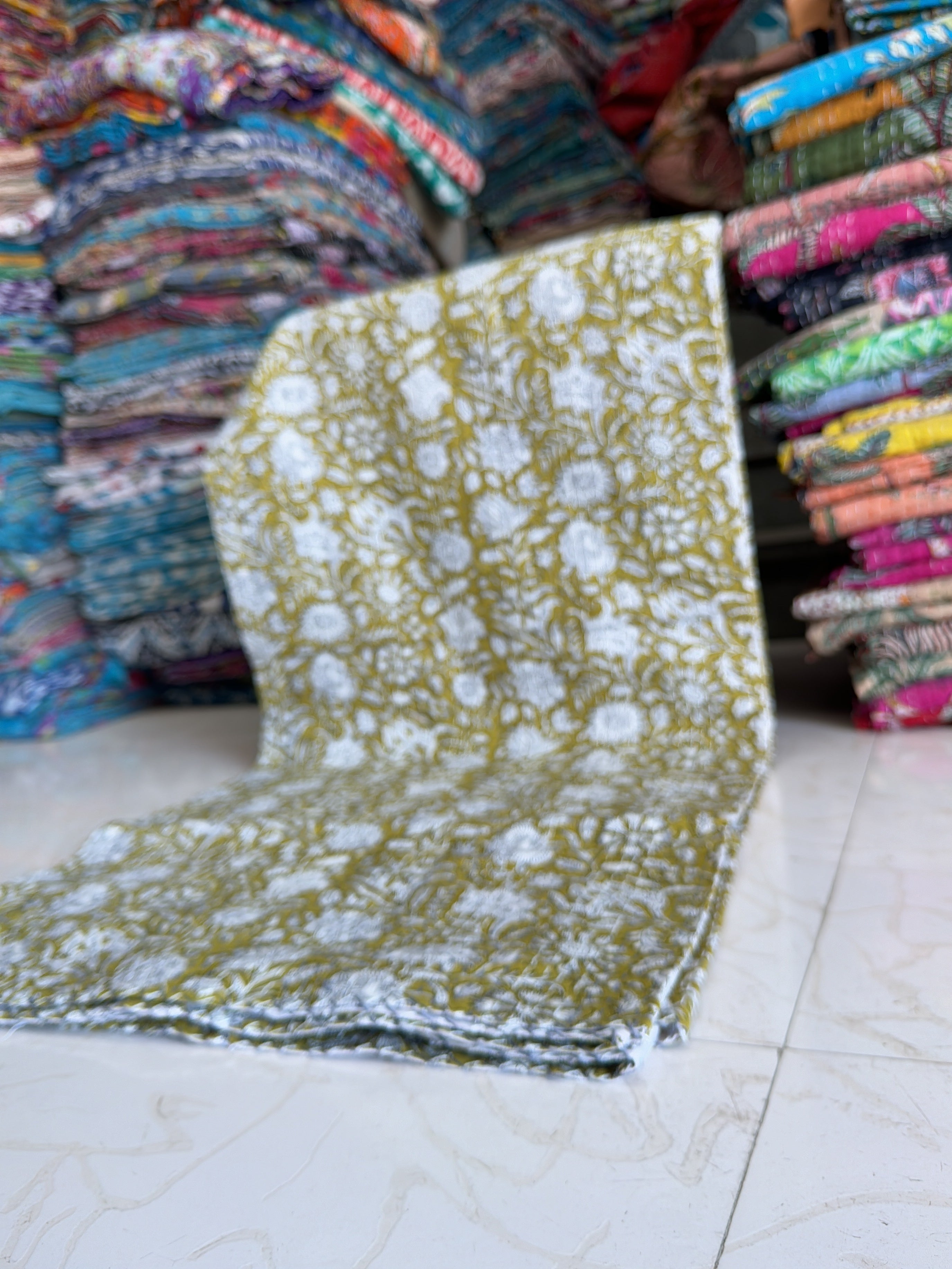 Kantha Quilt for Queen Bed – Printed Cotton Bedding