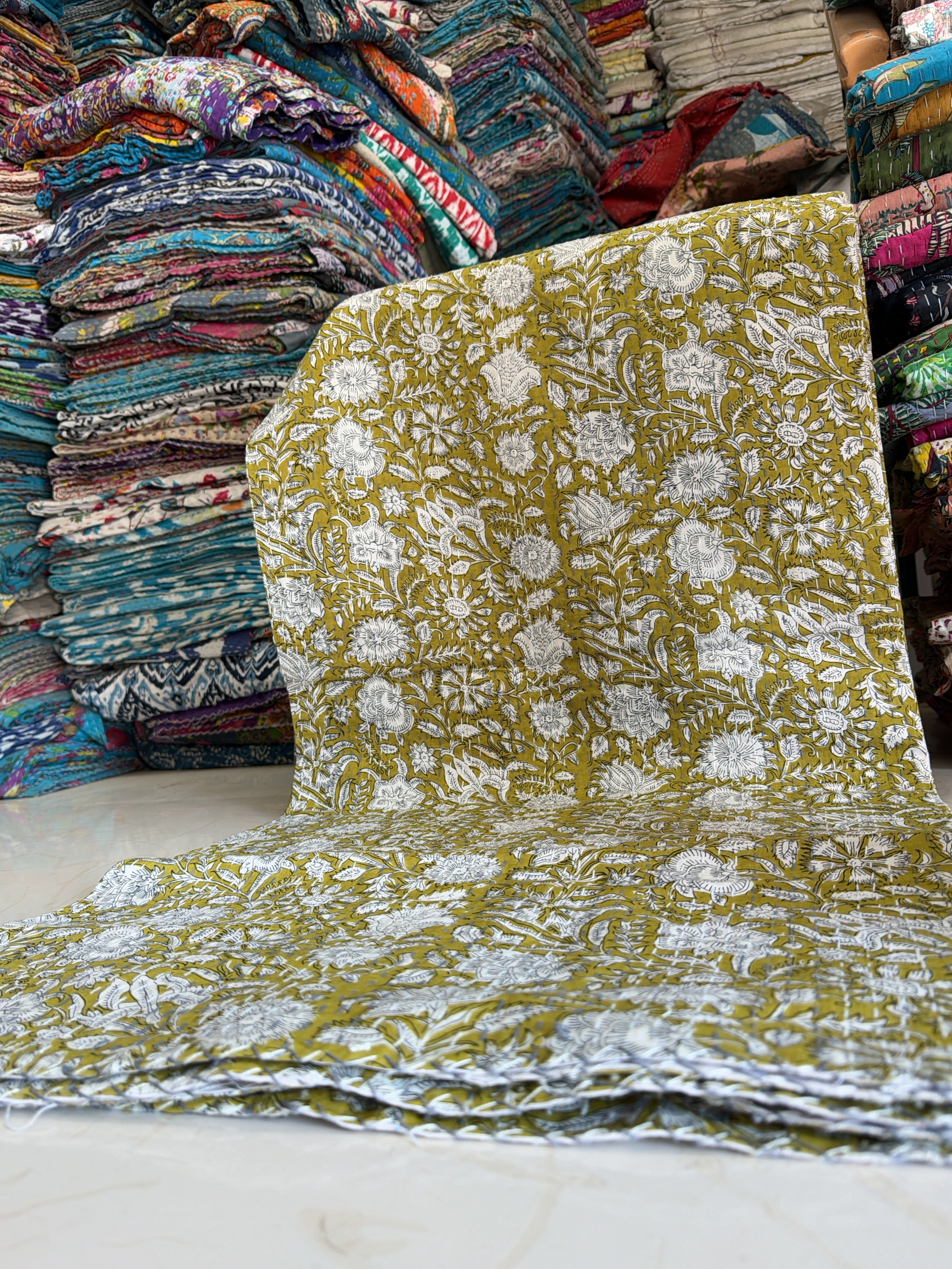 Kantha Quilt for Queen Bed – Printed Cotton Bedding