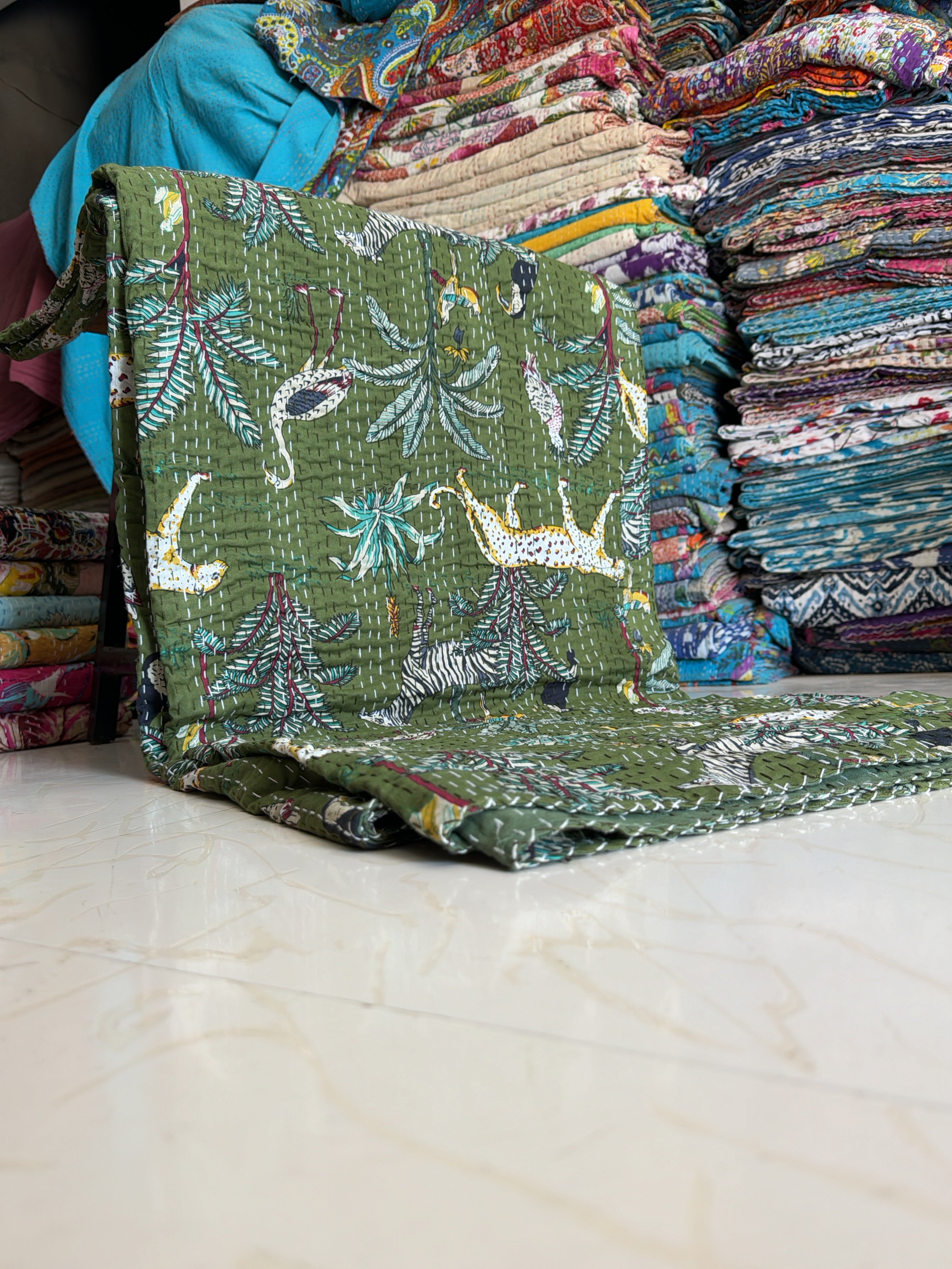Colorful Kantha Quilt – Eclectic Printed Throw