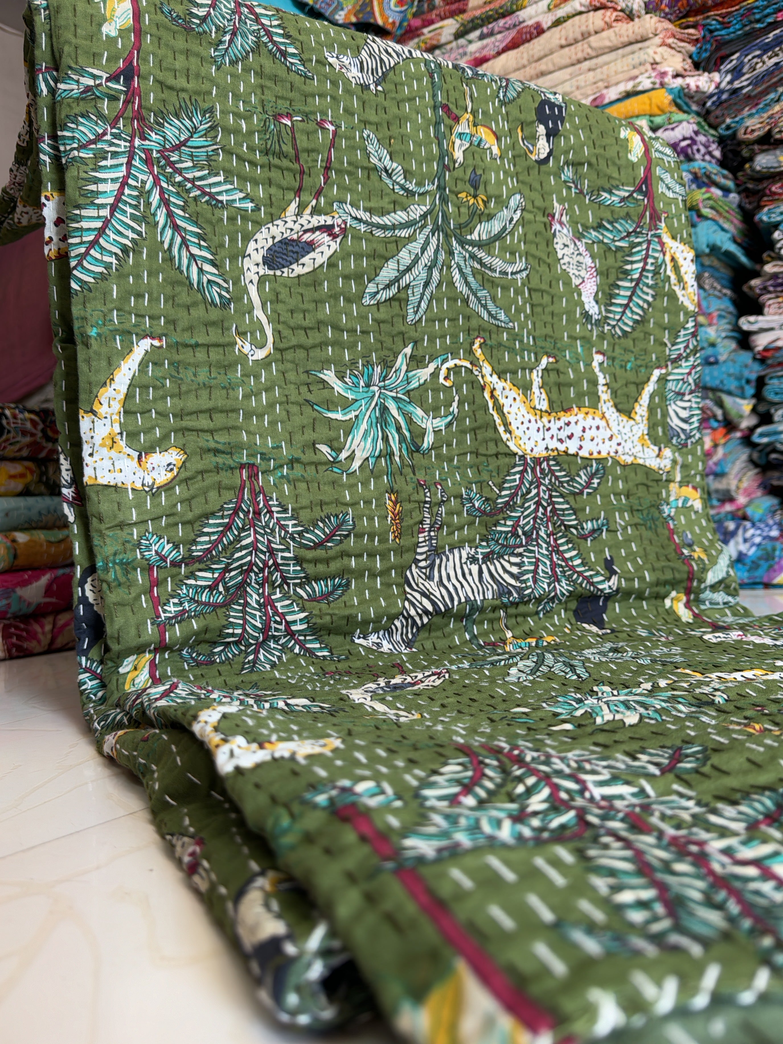 Colorful Kantha Quilt – Eclectic Printed Throw