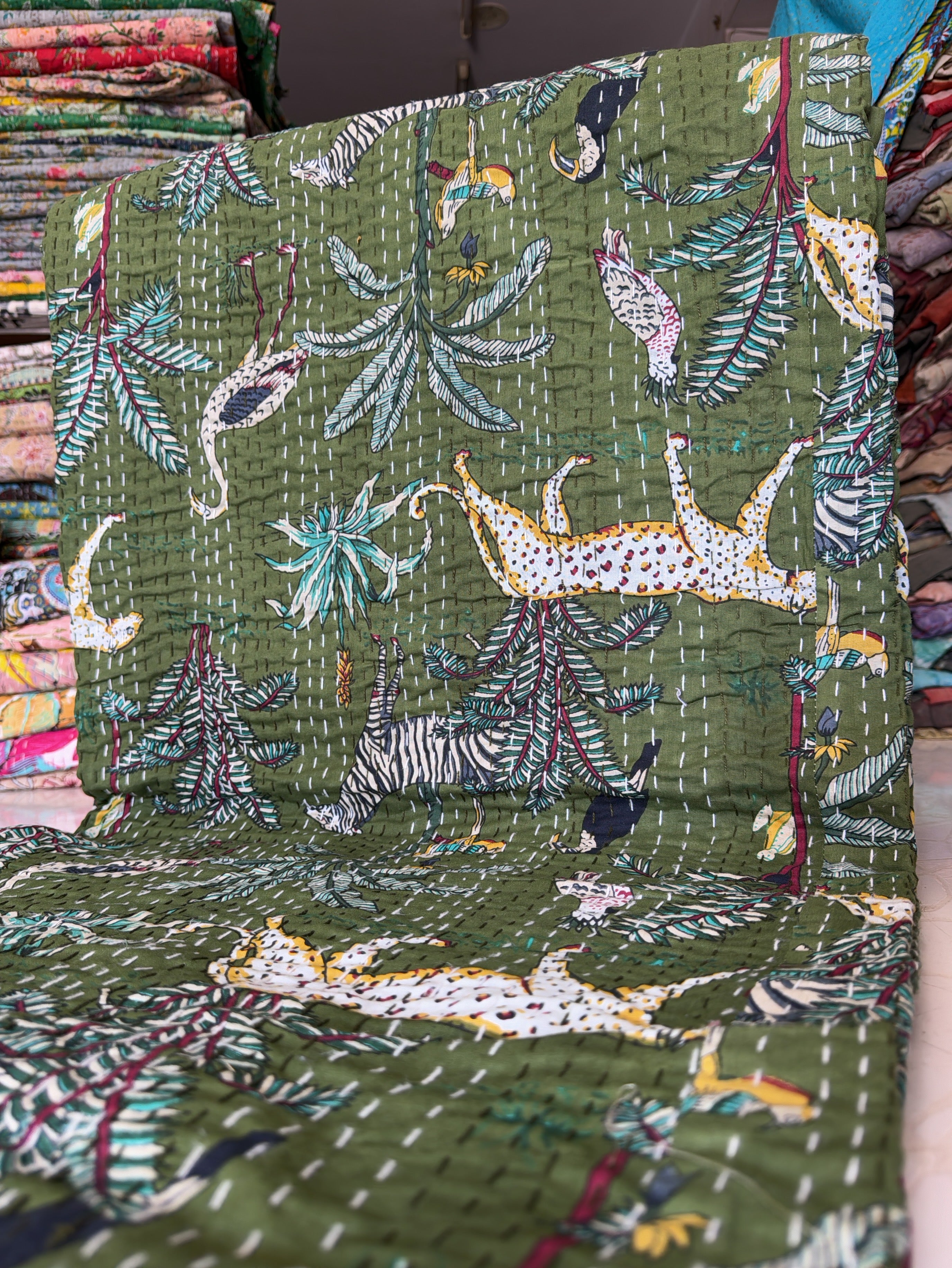 Colorful Kantha Quilt – Eclectic Printed Throw