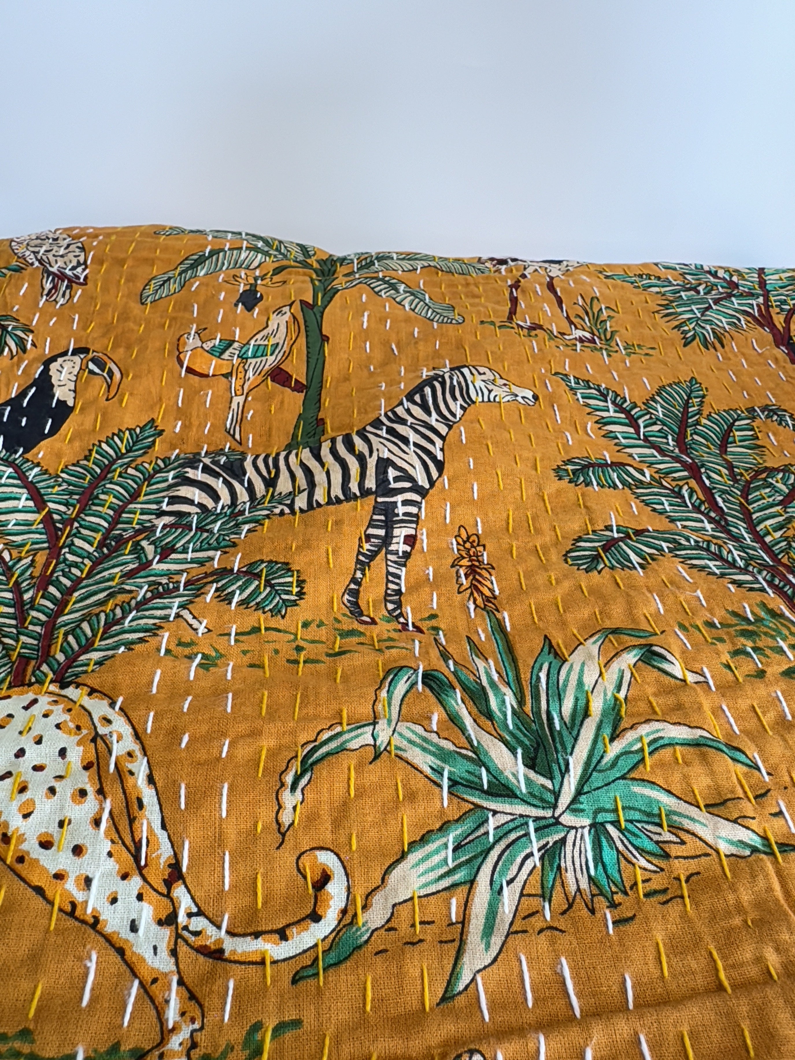 Minimalist Kantha Blanket – Handprinted Cotton Layer