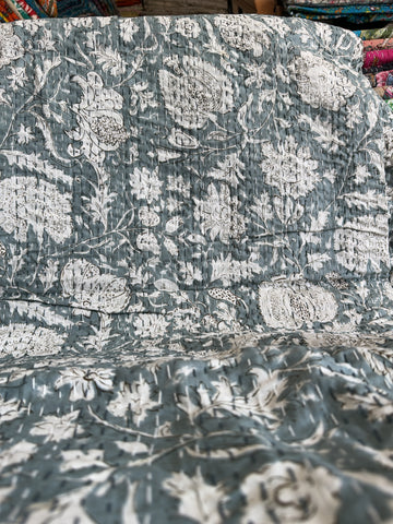 Cozy Kantha Quilt for Fall & Winter – Hand-Printed