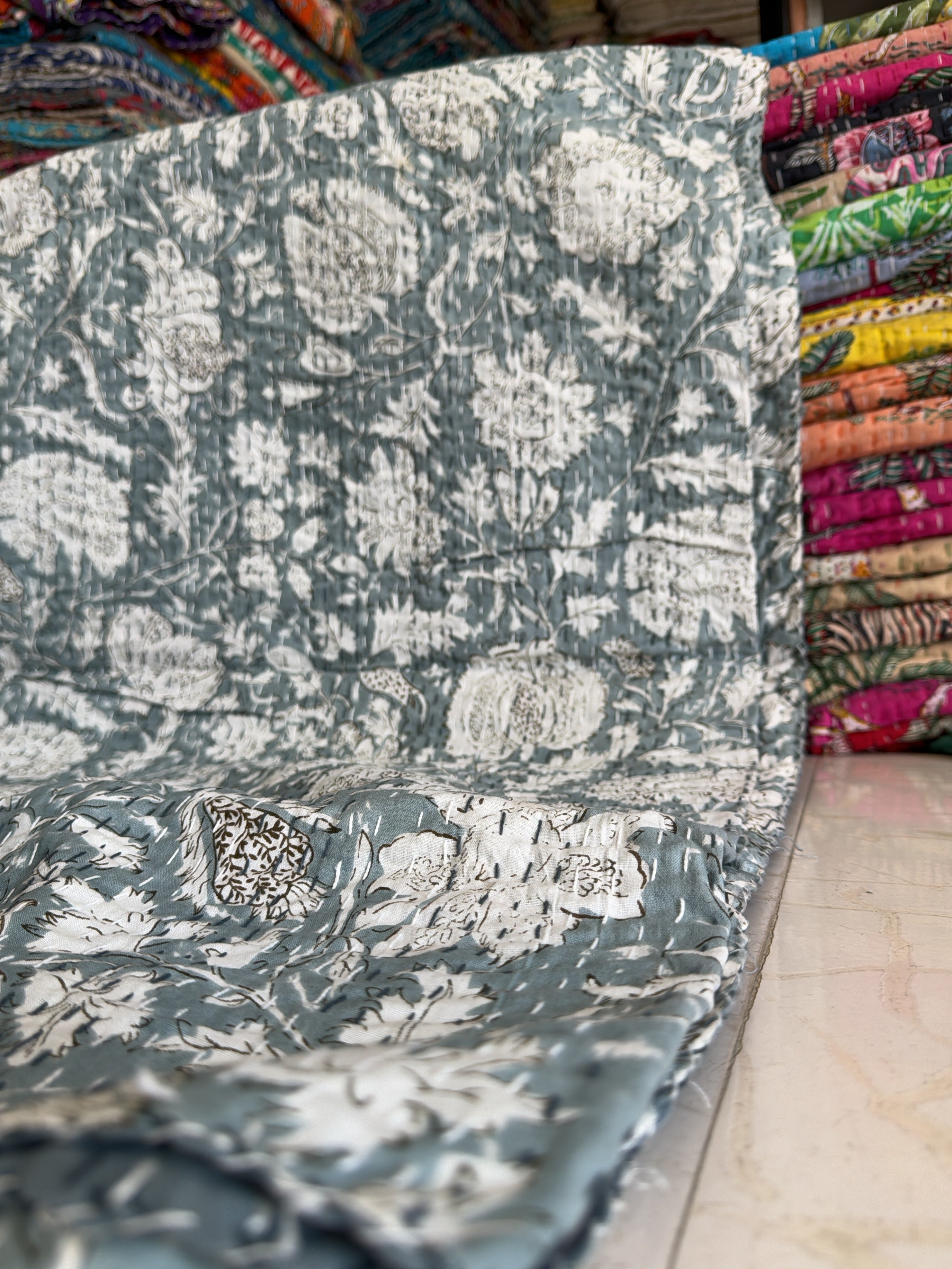 Cozy Kantha Quilt for Fall & Winter – Hand-Printed