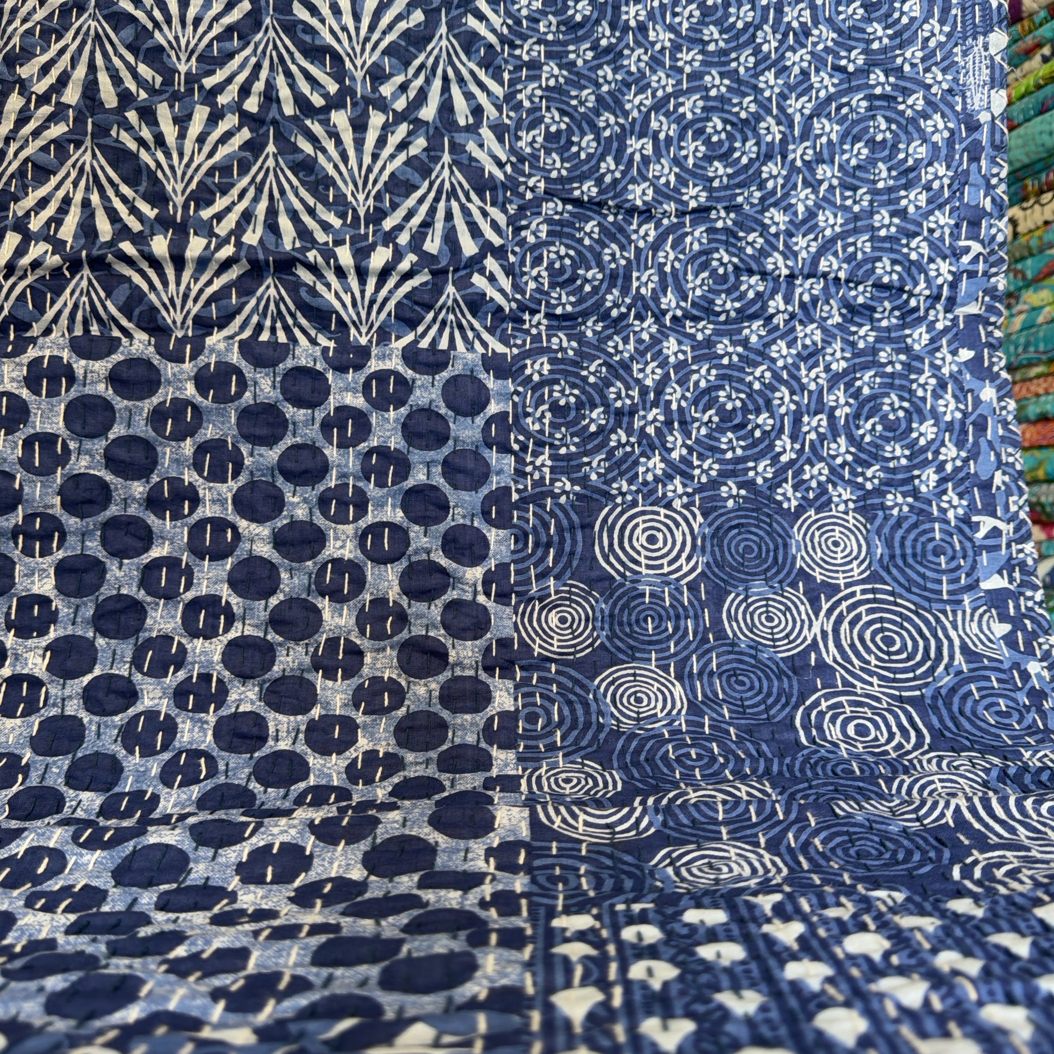 Ethnic Bedding – Indian Kantha Quilt with Prints