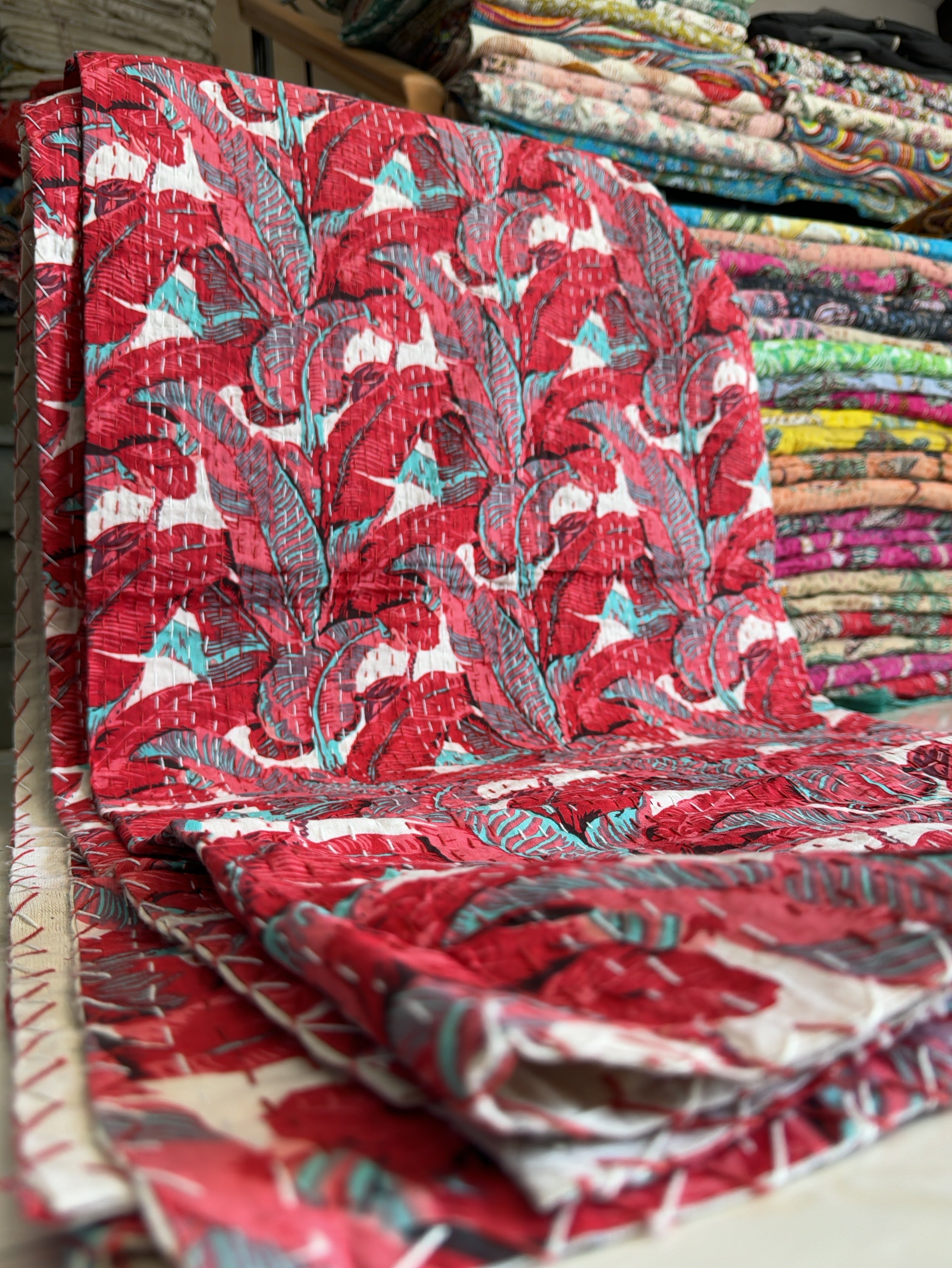 Reversible Printed Kantha Quilt – Double-Sided Design