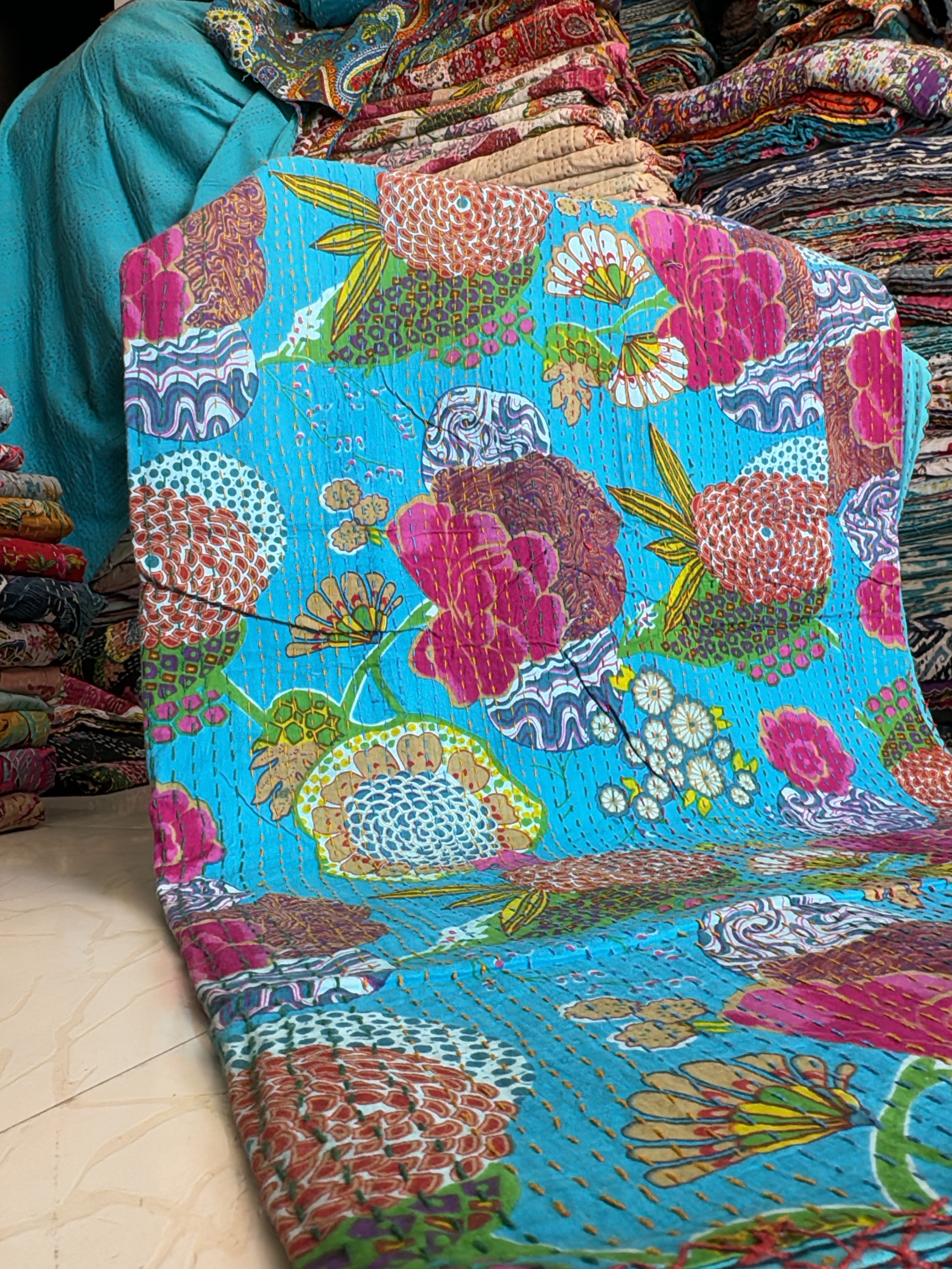 Eco-Friendly Kantha Quilt – Sustainable Cotton Print