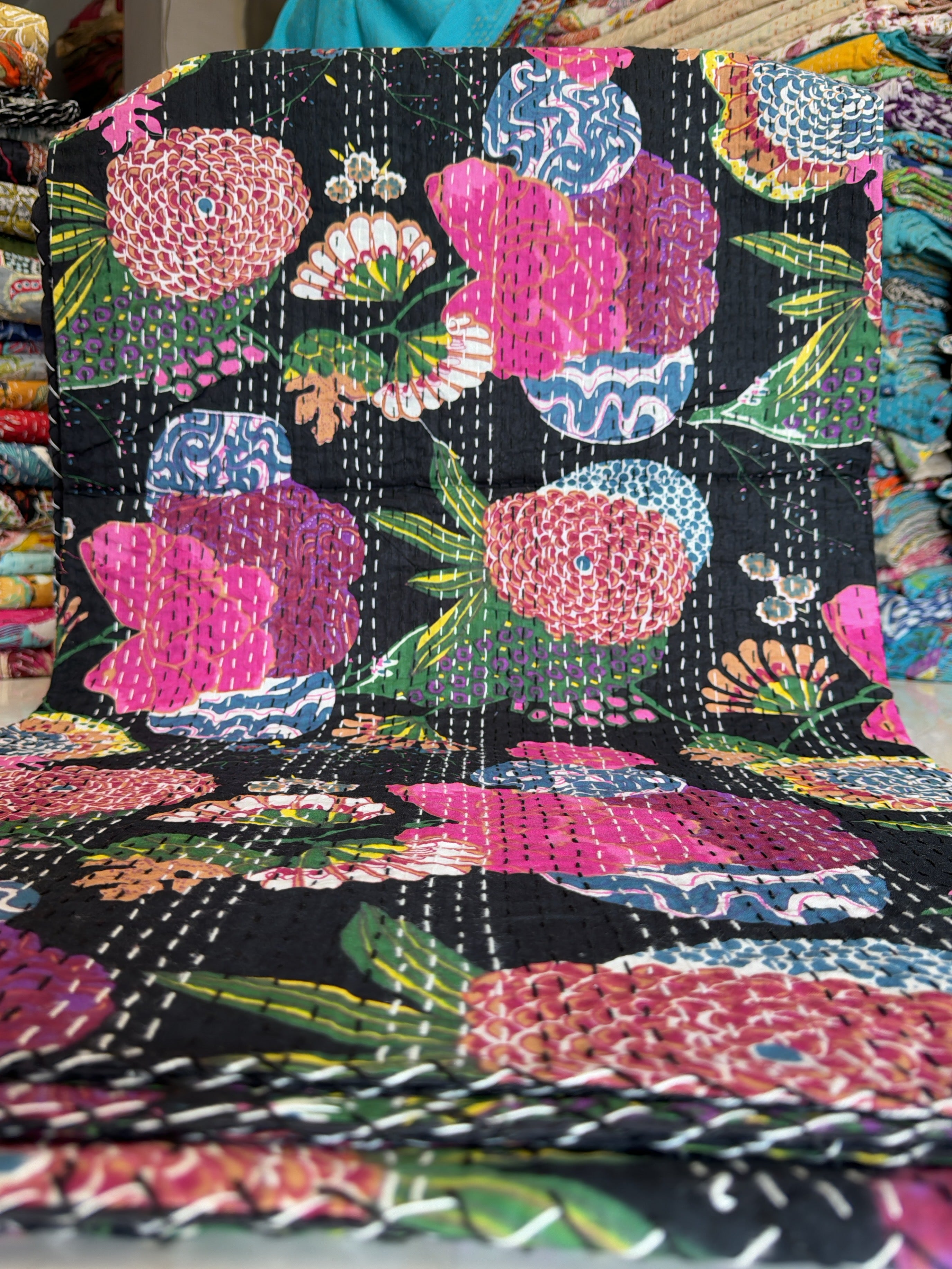 Multi-Layered Cotton Kantha Quilt – Printed Design