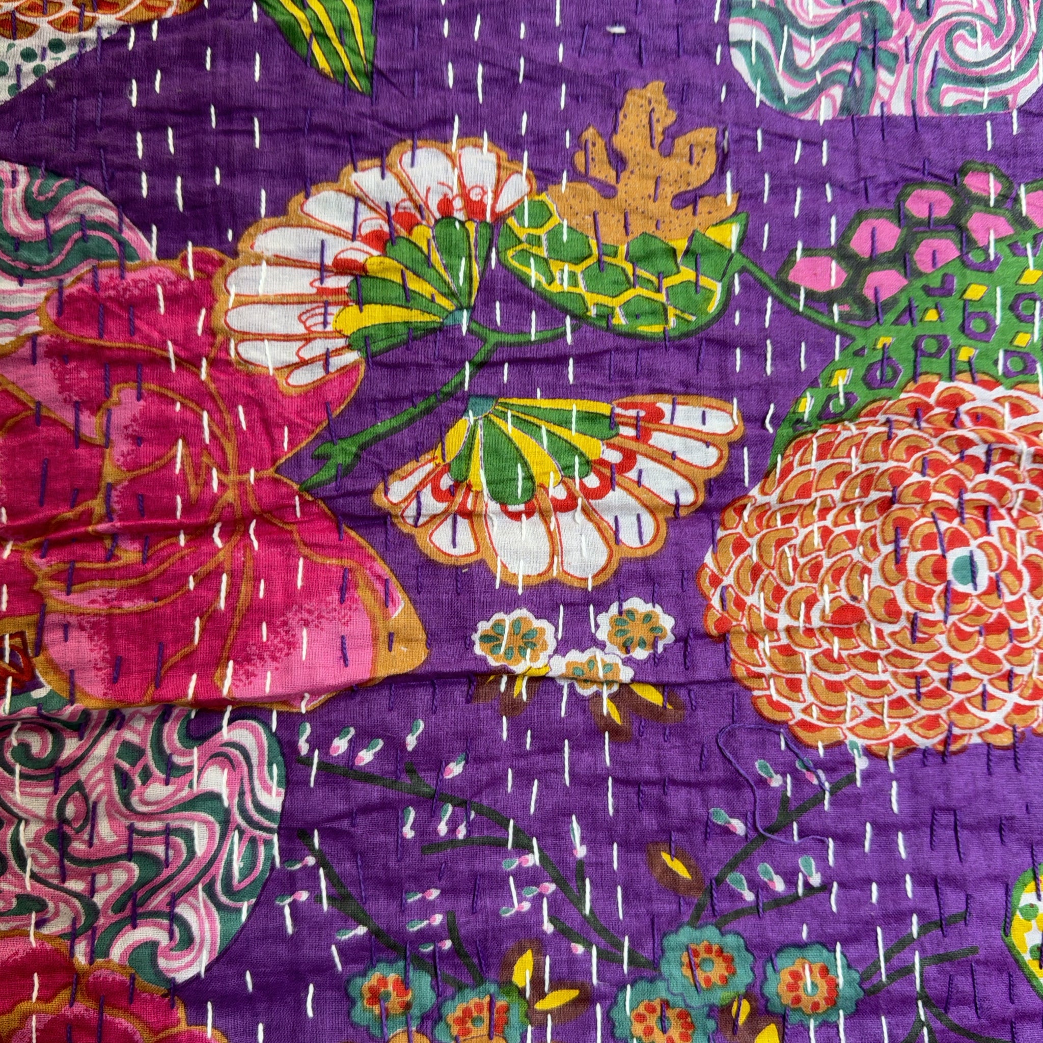 Printed Kantha Blanket – Hand-Stitched with Love