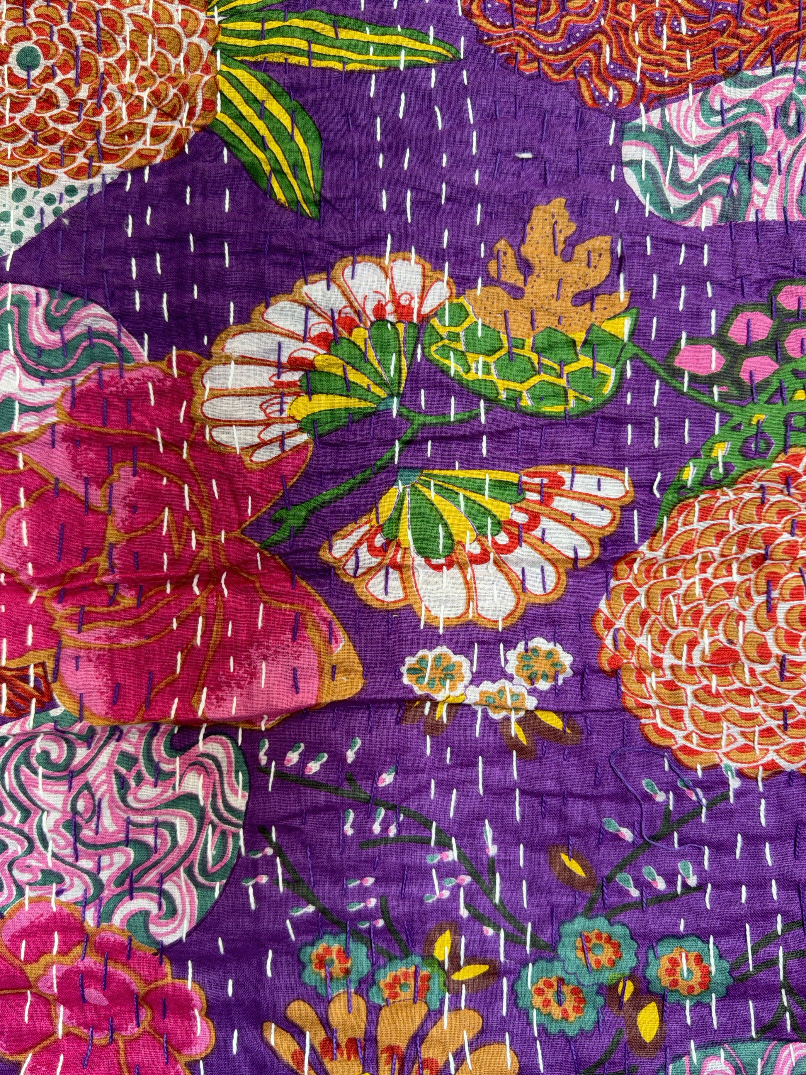Printed Kantha Blanket – Hand-Stitched with Love