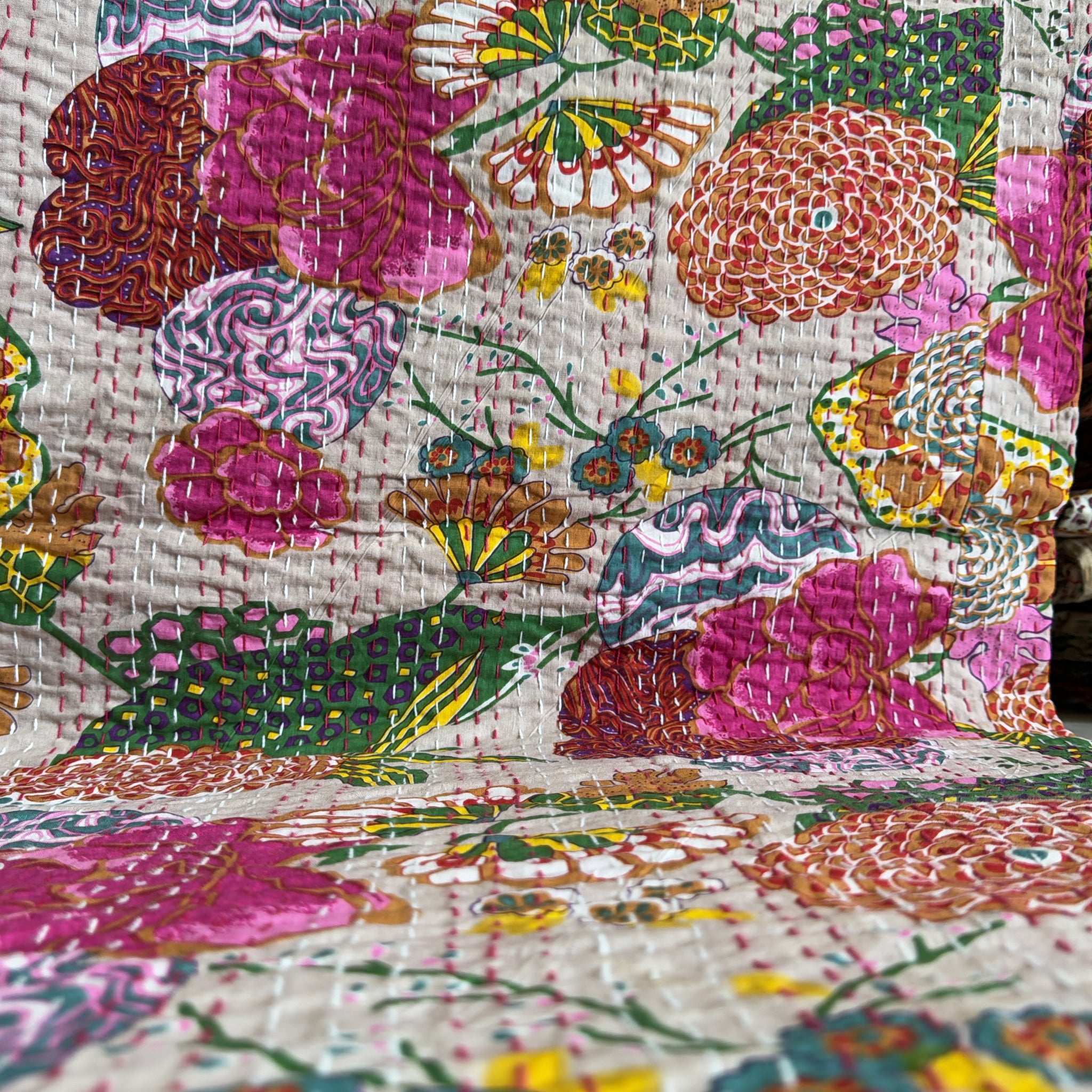 Durable Cotton Kantha Quilt – Printed for Every Season