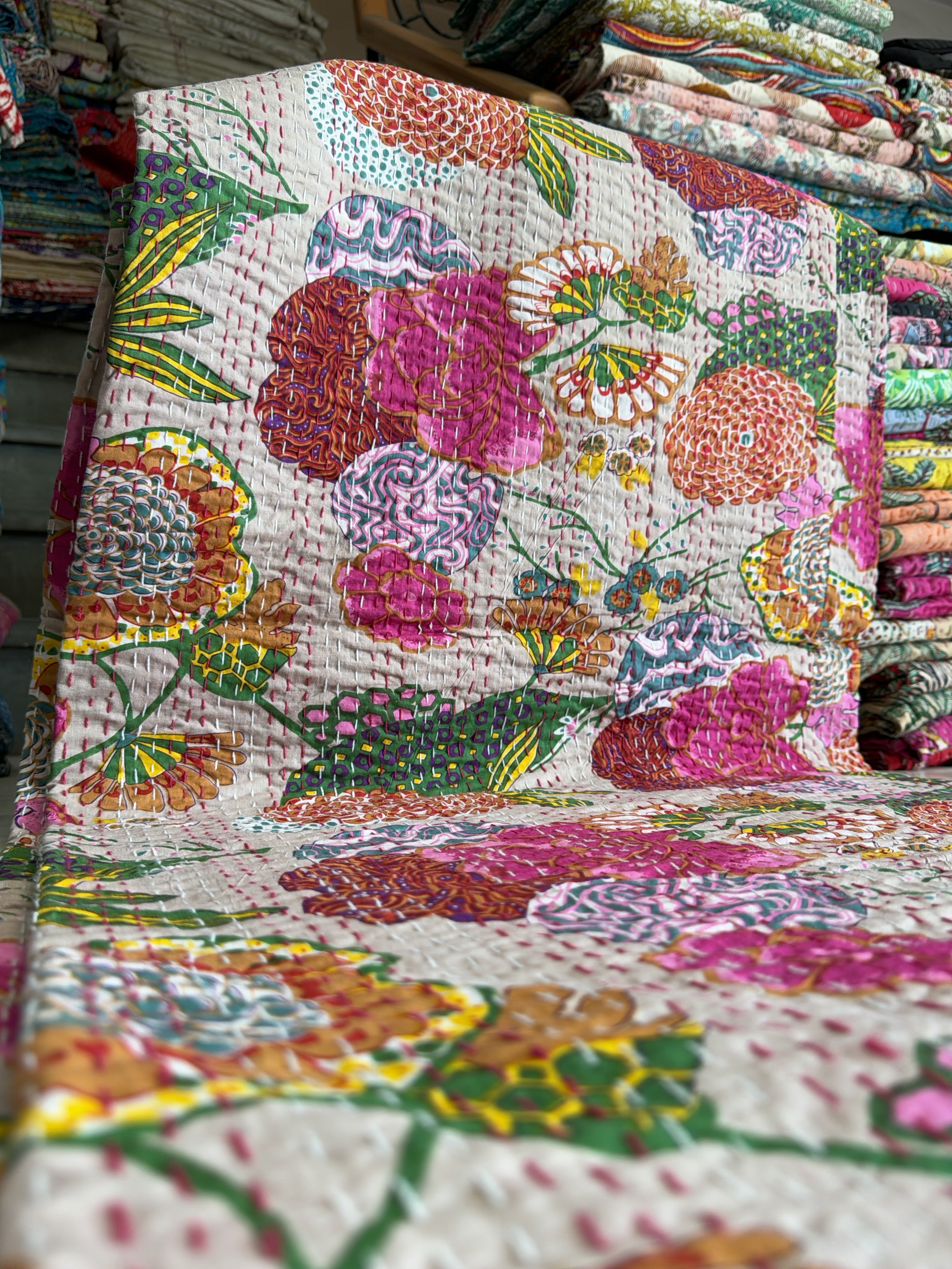 Durable Cotton Kantha Quilt – Printed for Every Season