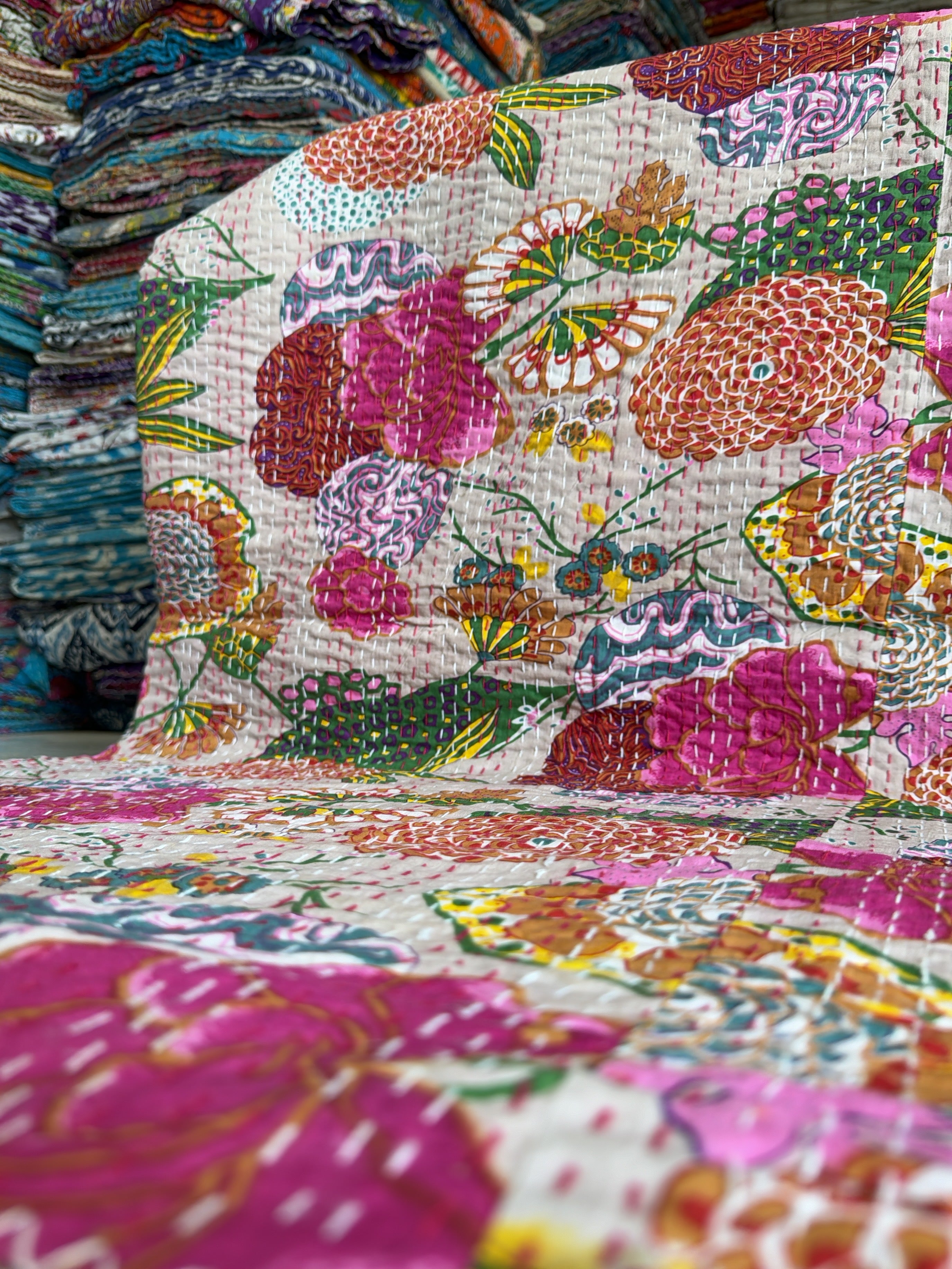 Durable Cotton Kantha Quilt – Printed for Every Season