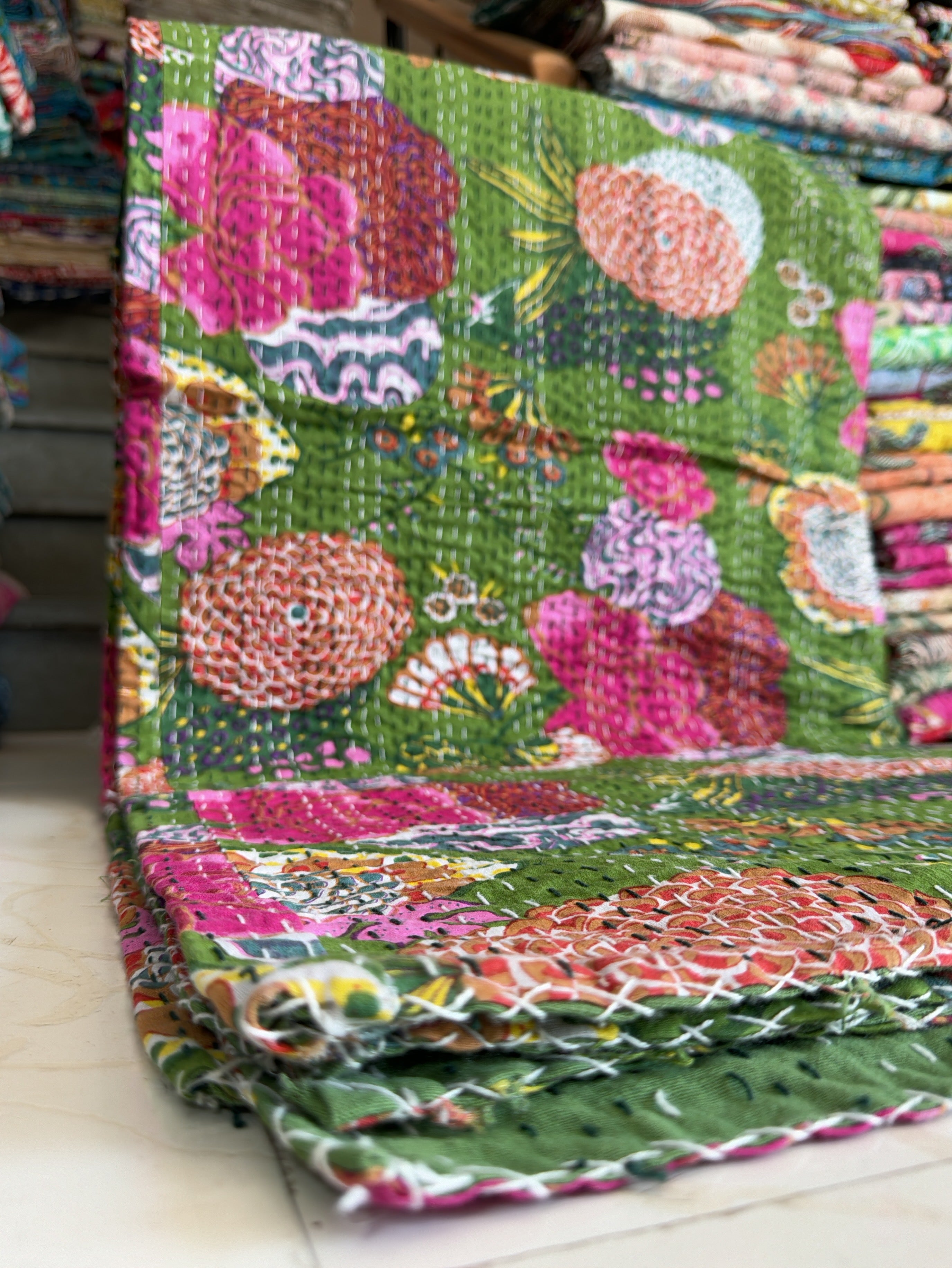 Artisan-Made Printed Kantha Quilt – Unique Patterns