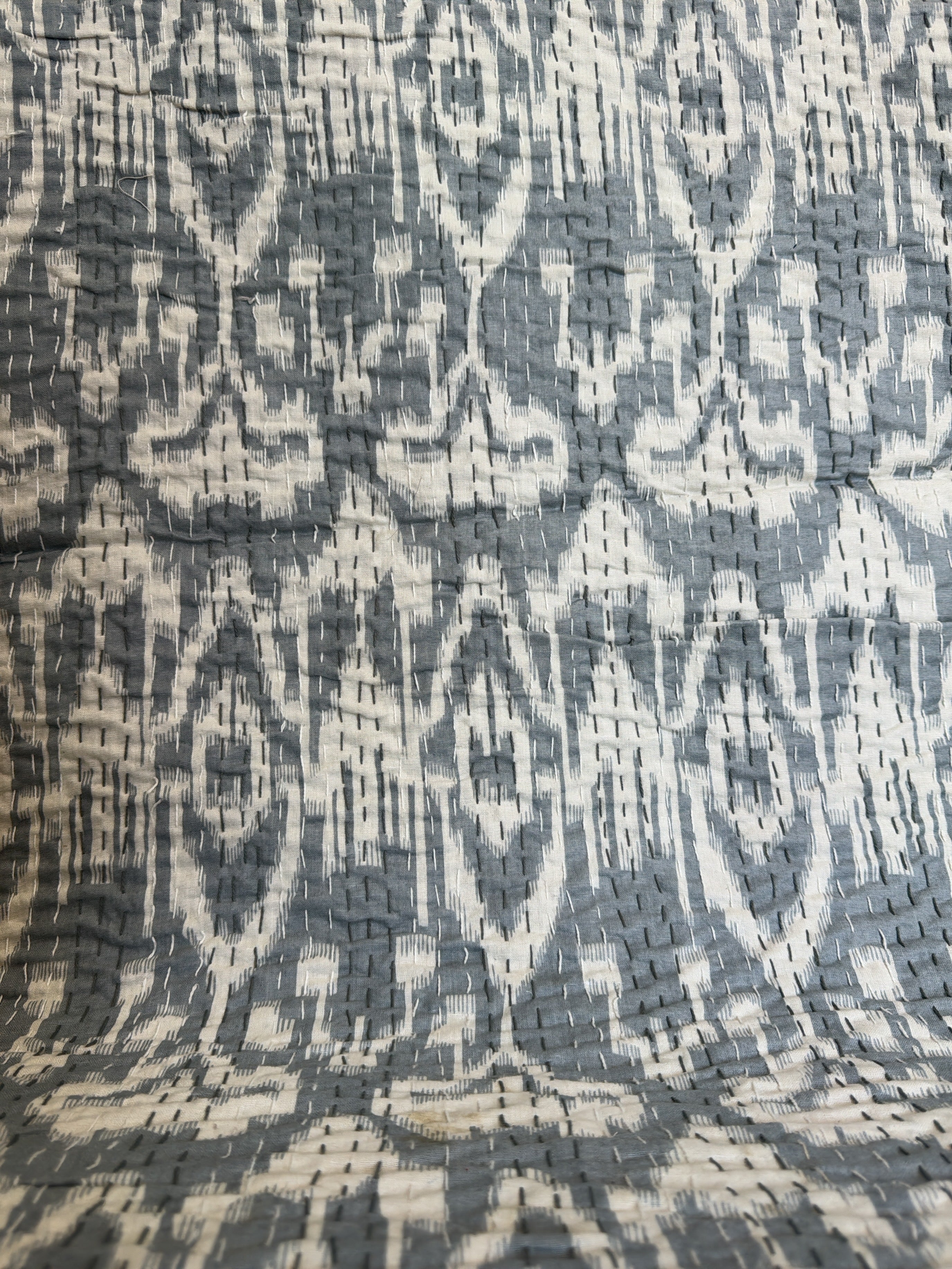 Quilted Bedspread with Kantha Stitch – Printed Look