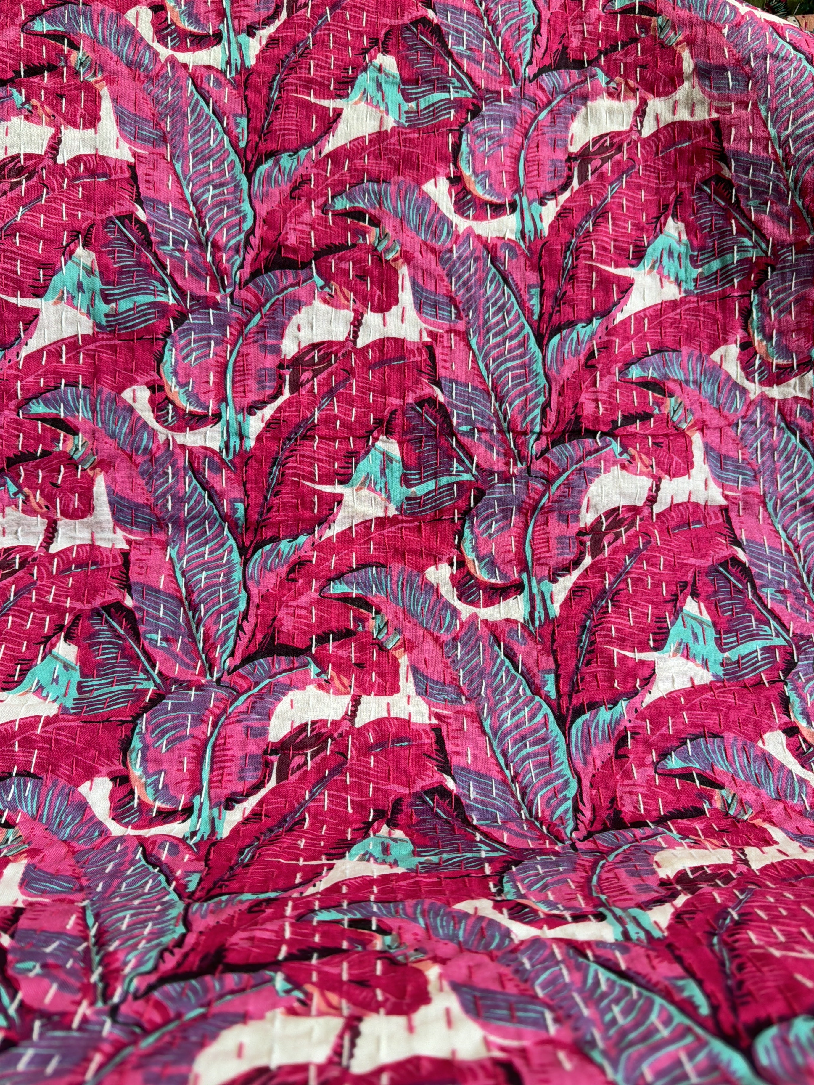 Indian Kantha Quilt – Vintage Print Cotton Blanket