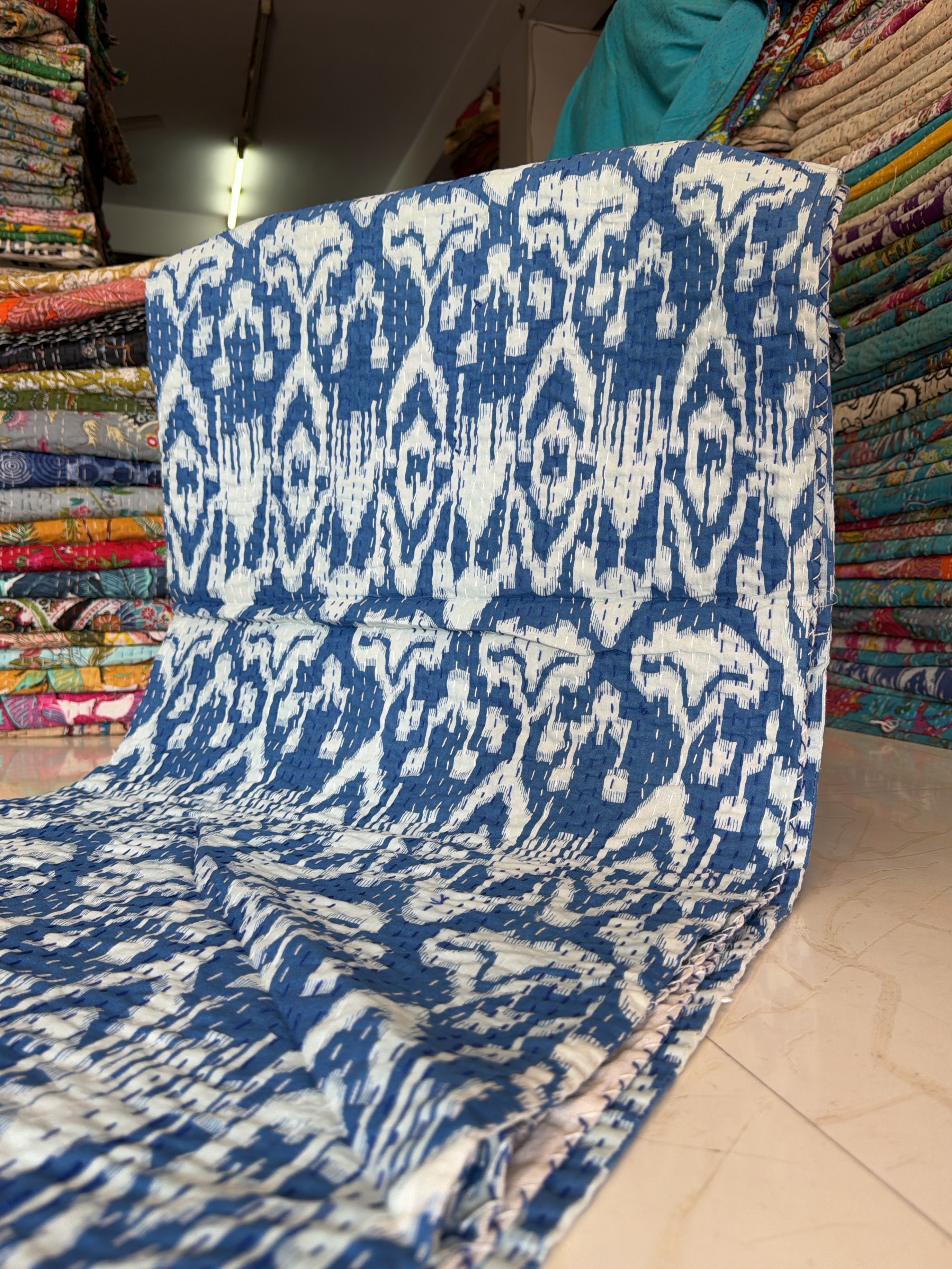 Printed Indian Quilt – Soft & Vibrant Kantha Fabric