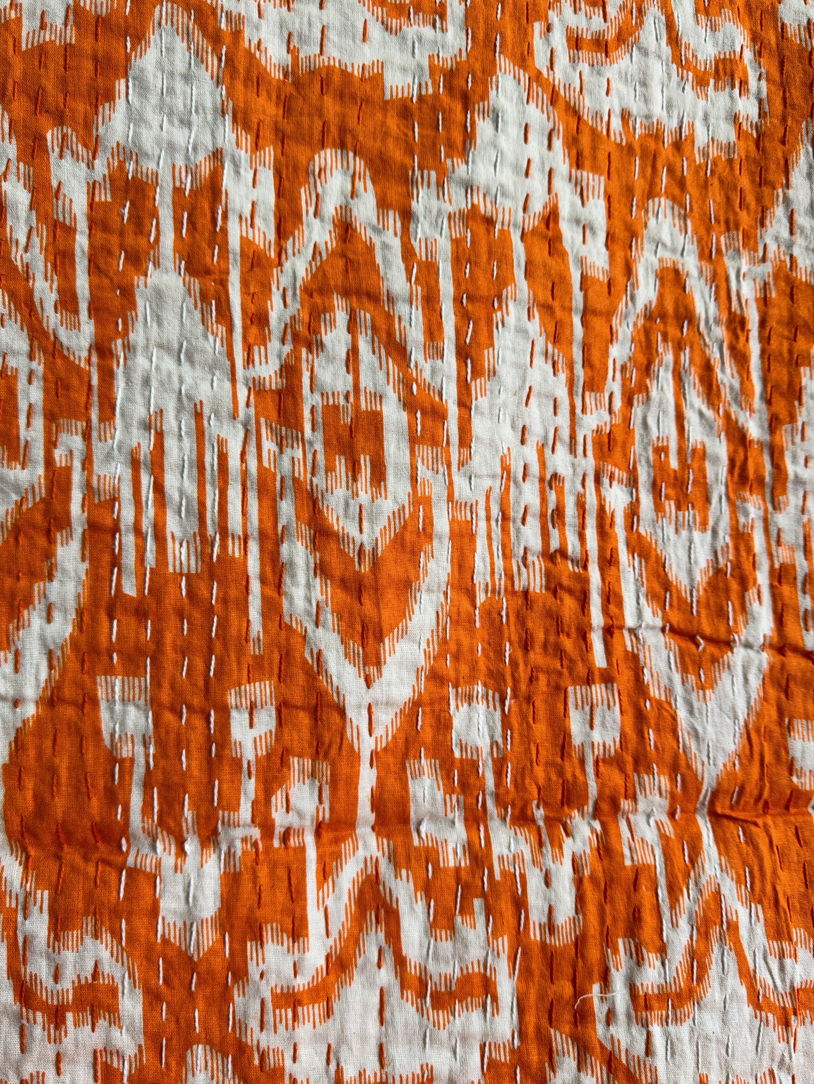 Block Print Cotton Quilt – Kantha Throw Blanket