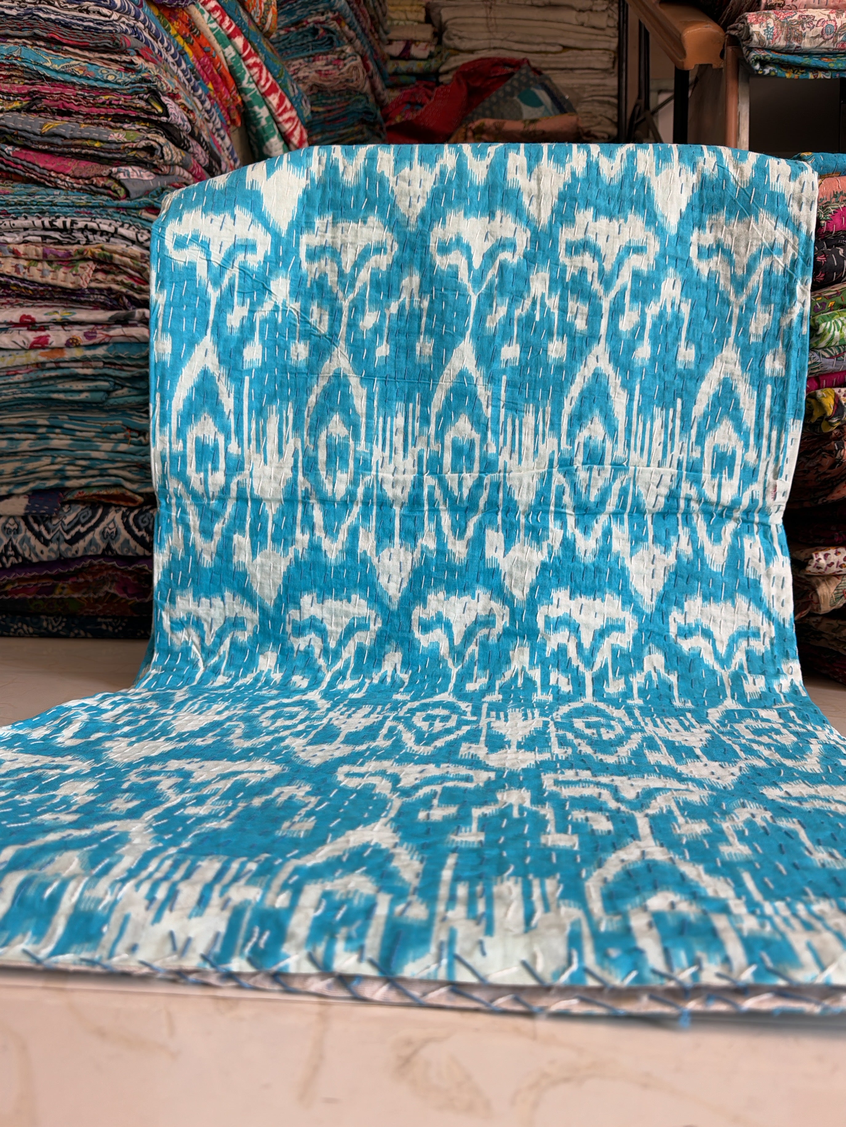 Kantha Blanket – Hand Printed Cotton Quilts from India