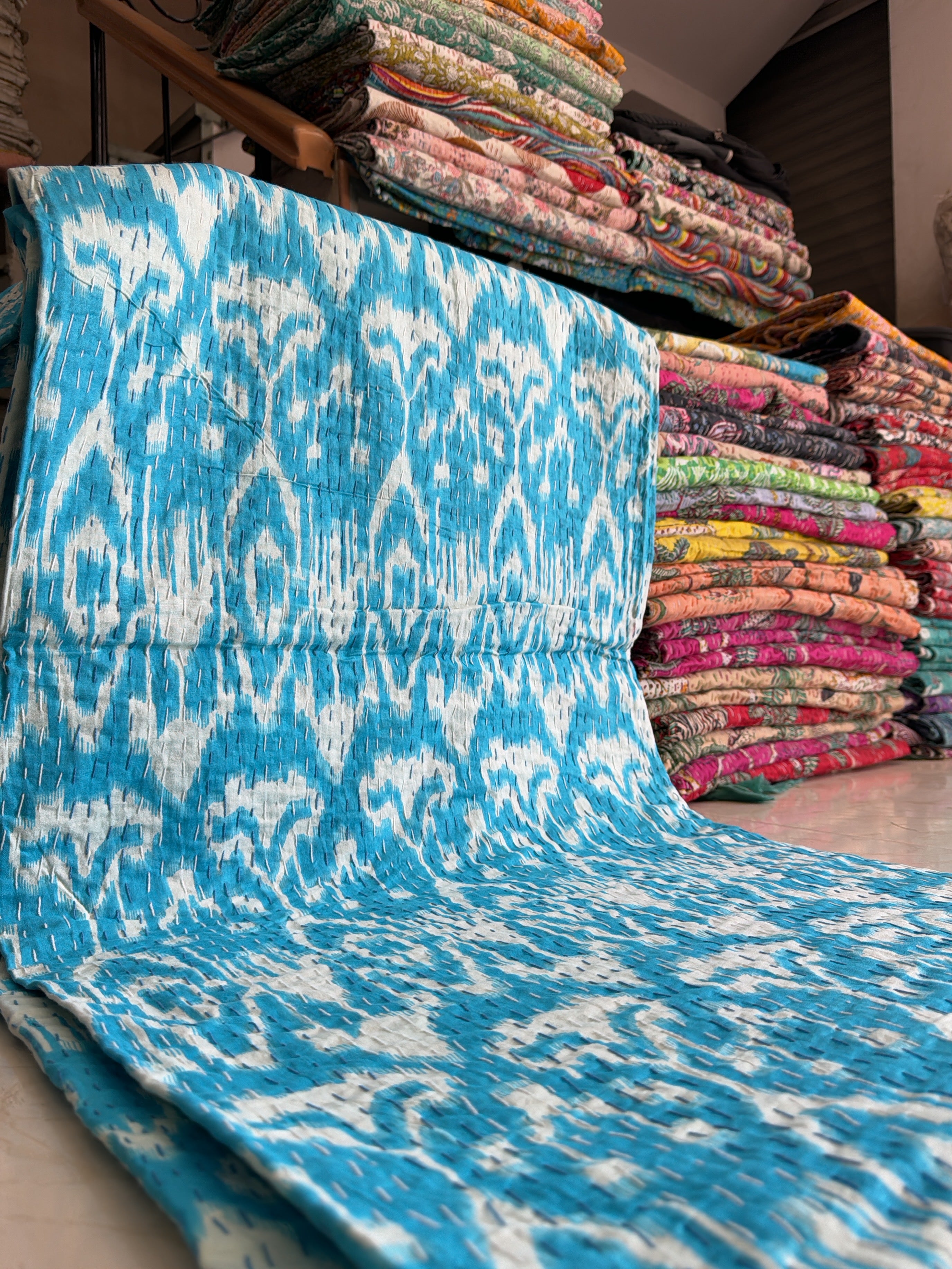 Kantha Blanket – Hand Printed Cotton Quilts from India