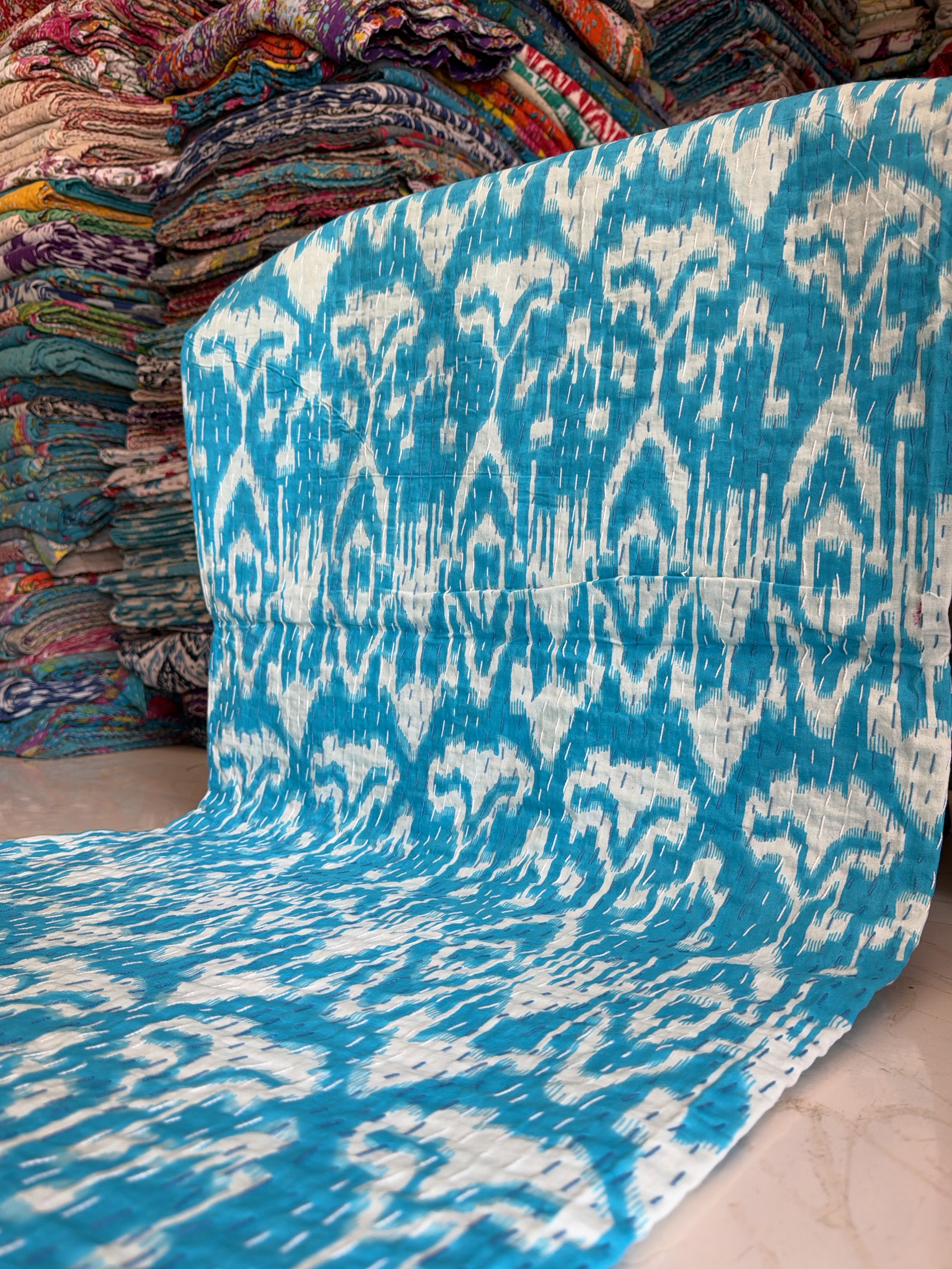 Kantha Blanket – Hand Printed Cotton Quilts from India
