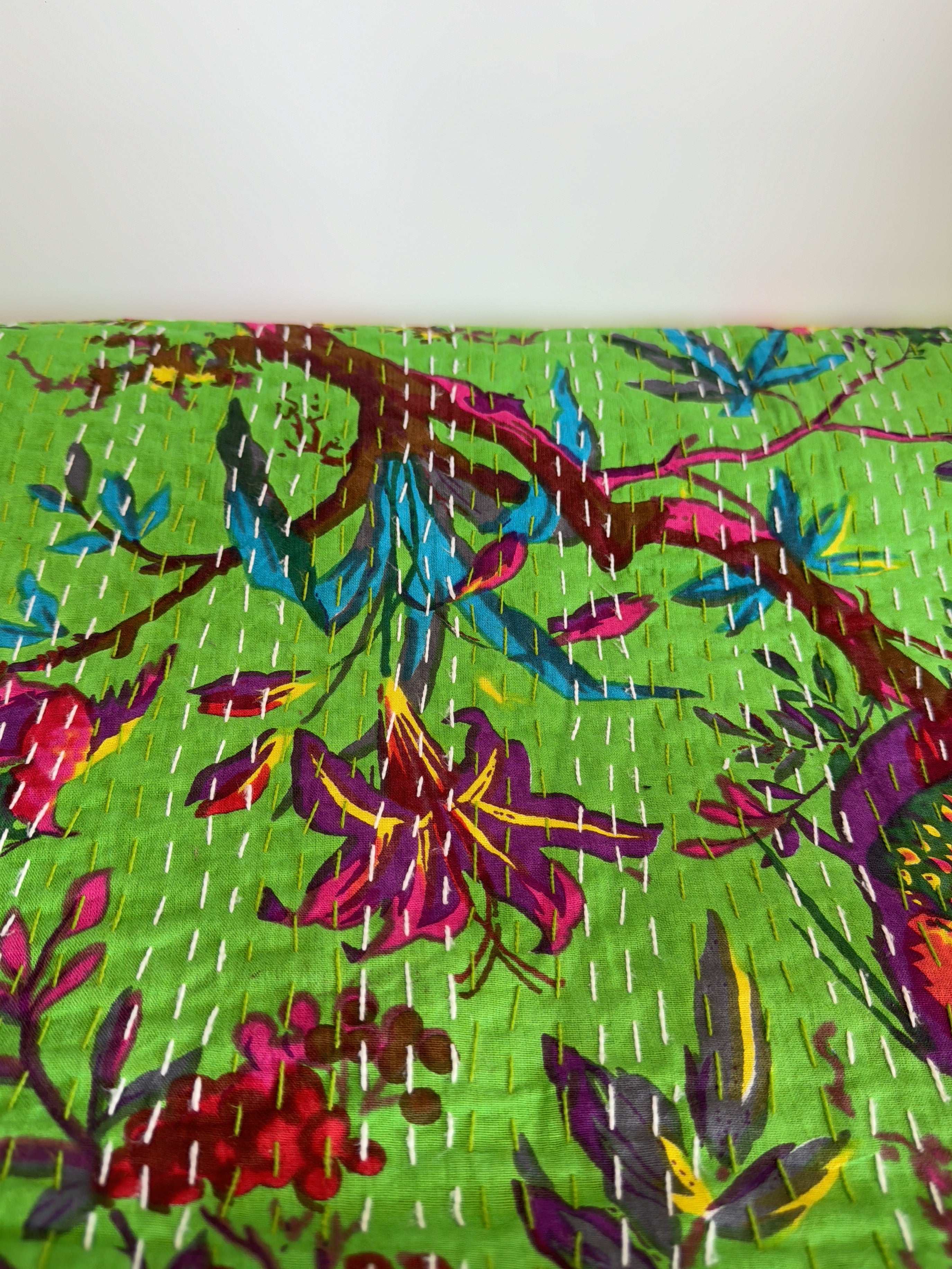 Printed Kantha Quilt – Queen Size Bedding Set