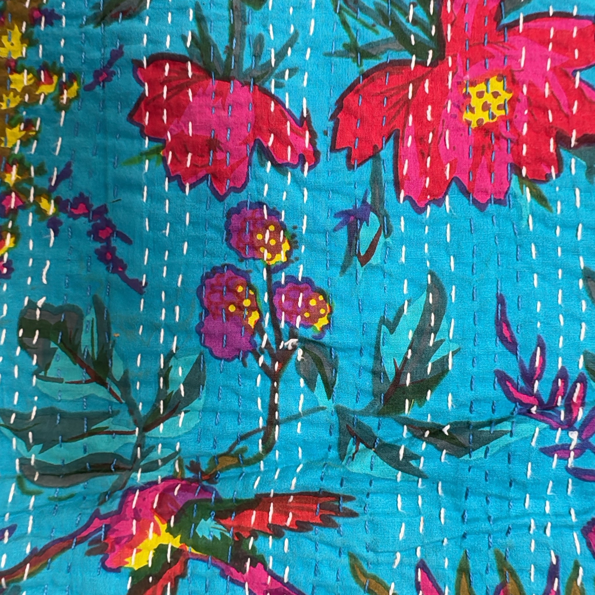 Indian Kantha Throw Blanket – Printed Quilt Design