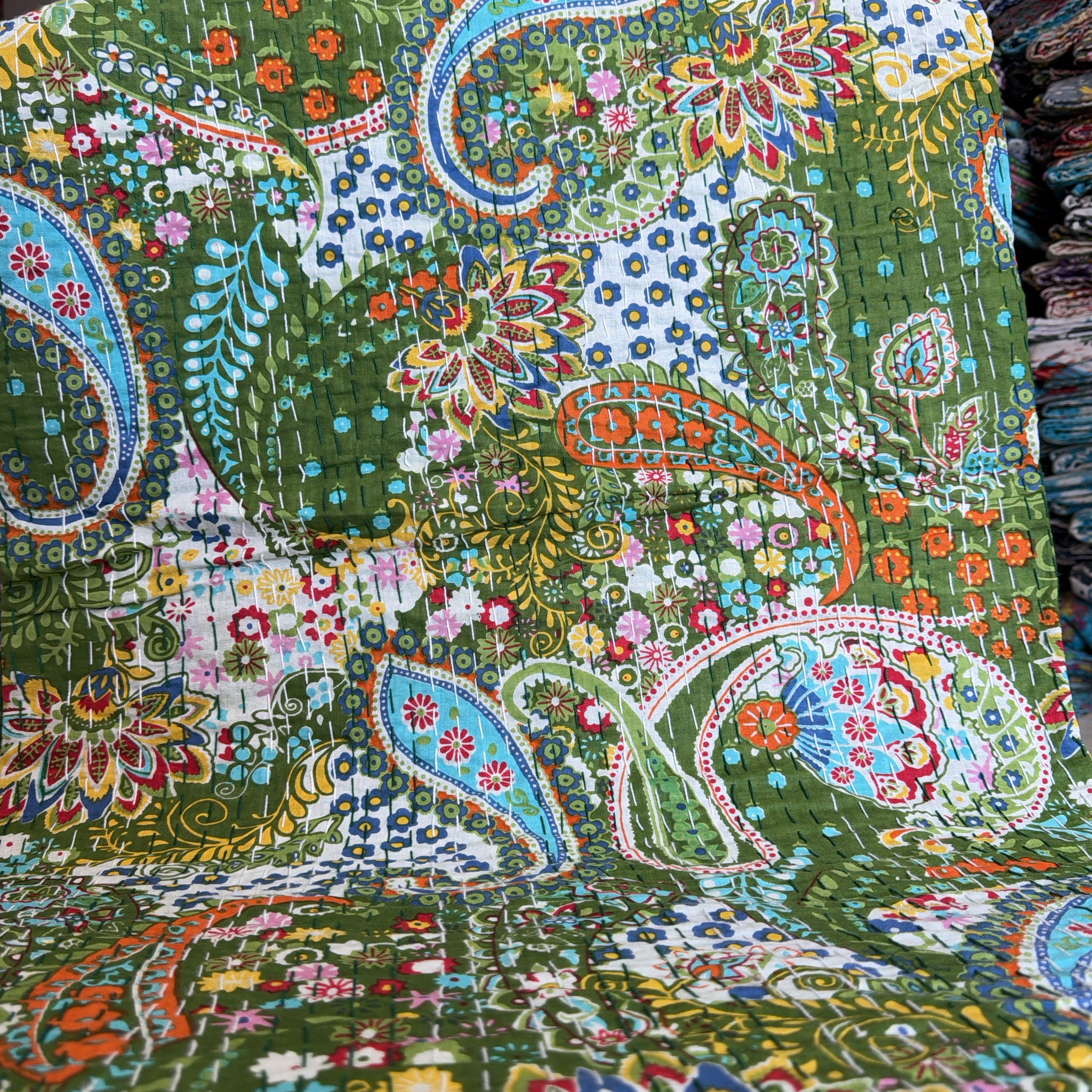 Lightweight Indian Quilt – Kantha Printed Bedspread