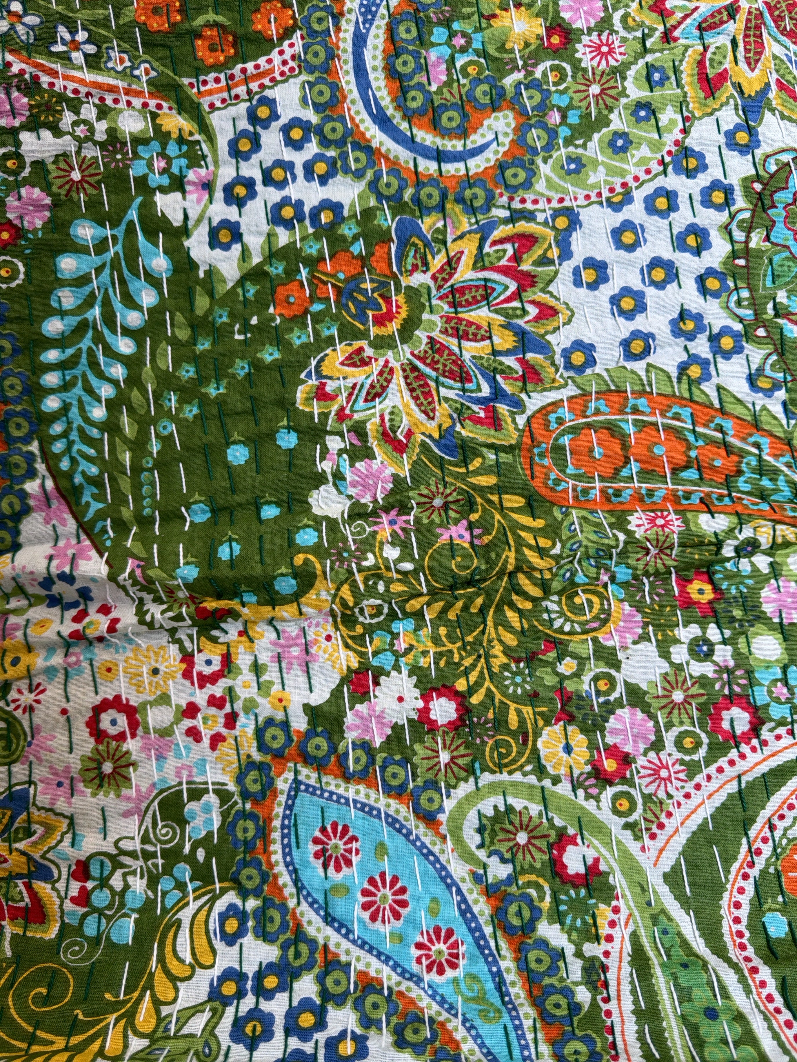Lightweight Indian Quilt – Kantha Printed Bedspread