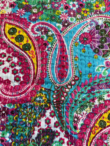 Kantha Quilted Blanket – Hand-Printed Comforter