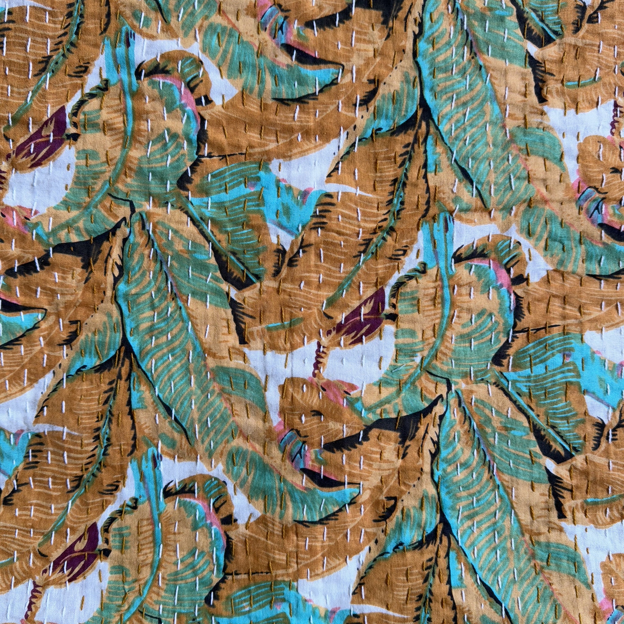 Boho Kantha Quilt – Printed Cotton Reversible Throw