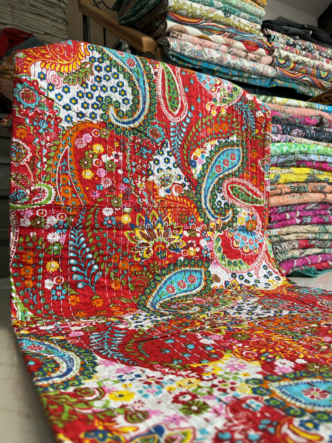 Summer Bedding – Lightweight Printed Kantha Quilt