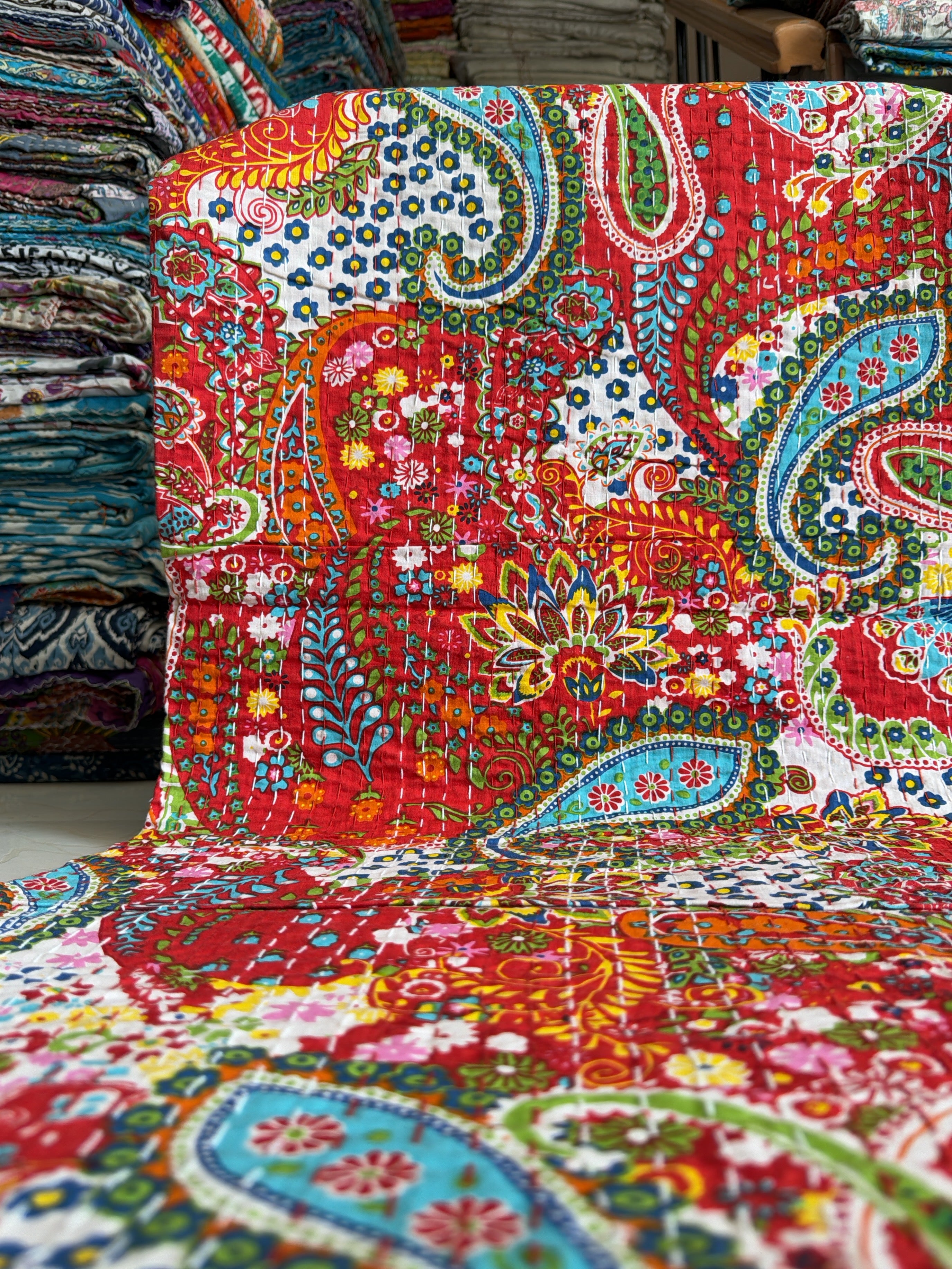 Summer Bedding – Lightweight Printed Kantha Quilt