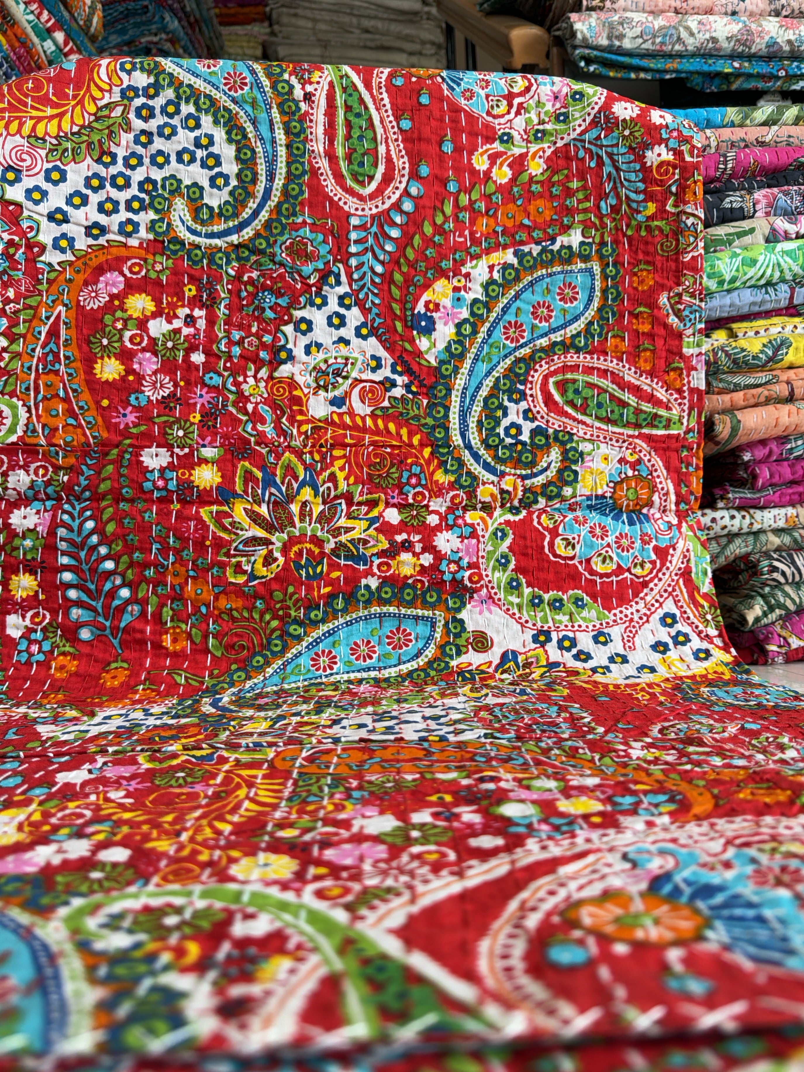 Summer Bedding – Lightweight Printed Kantha Quilt