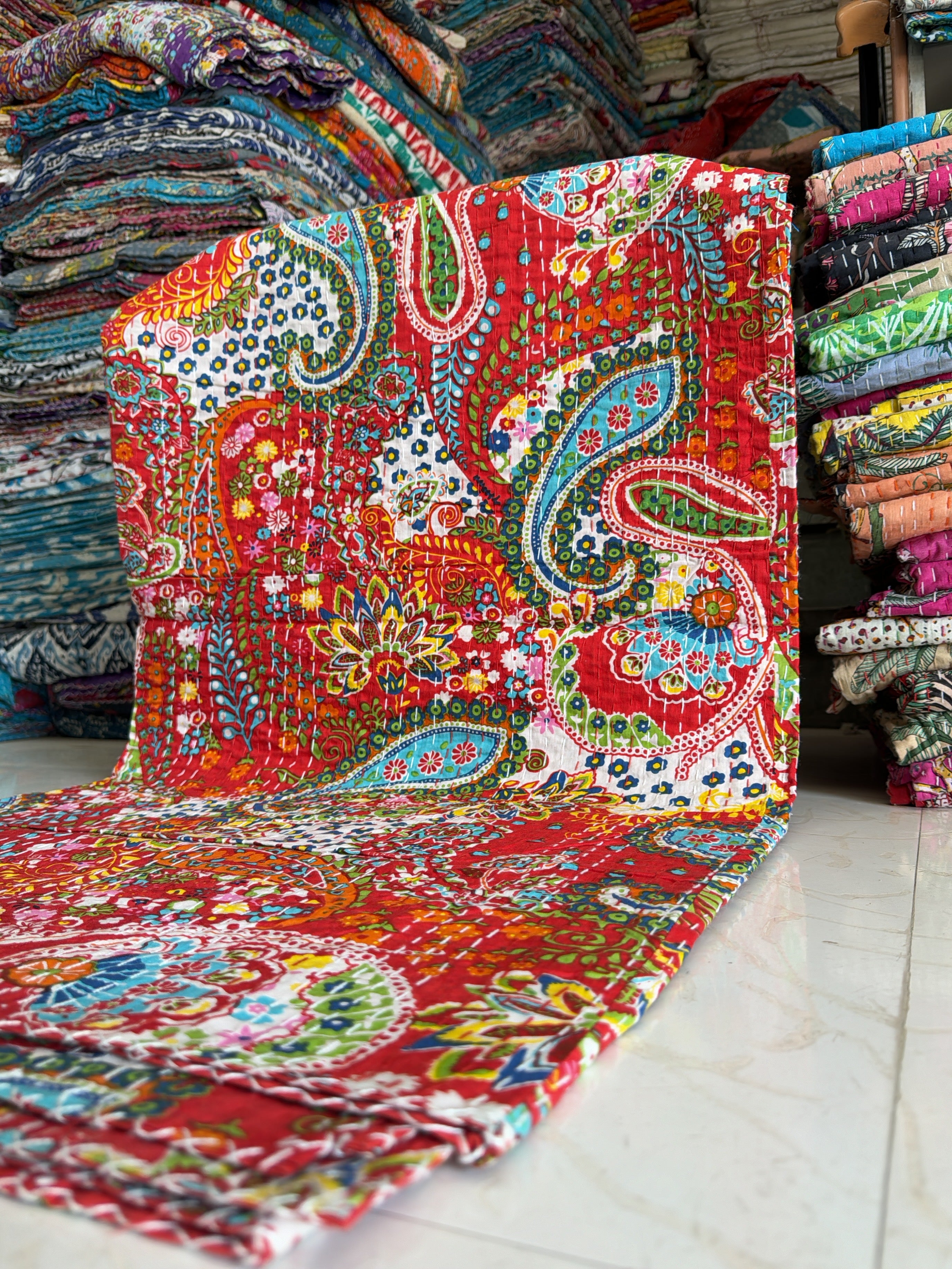 Summer Bedding – Lightweight Printed Kantha Quilt