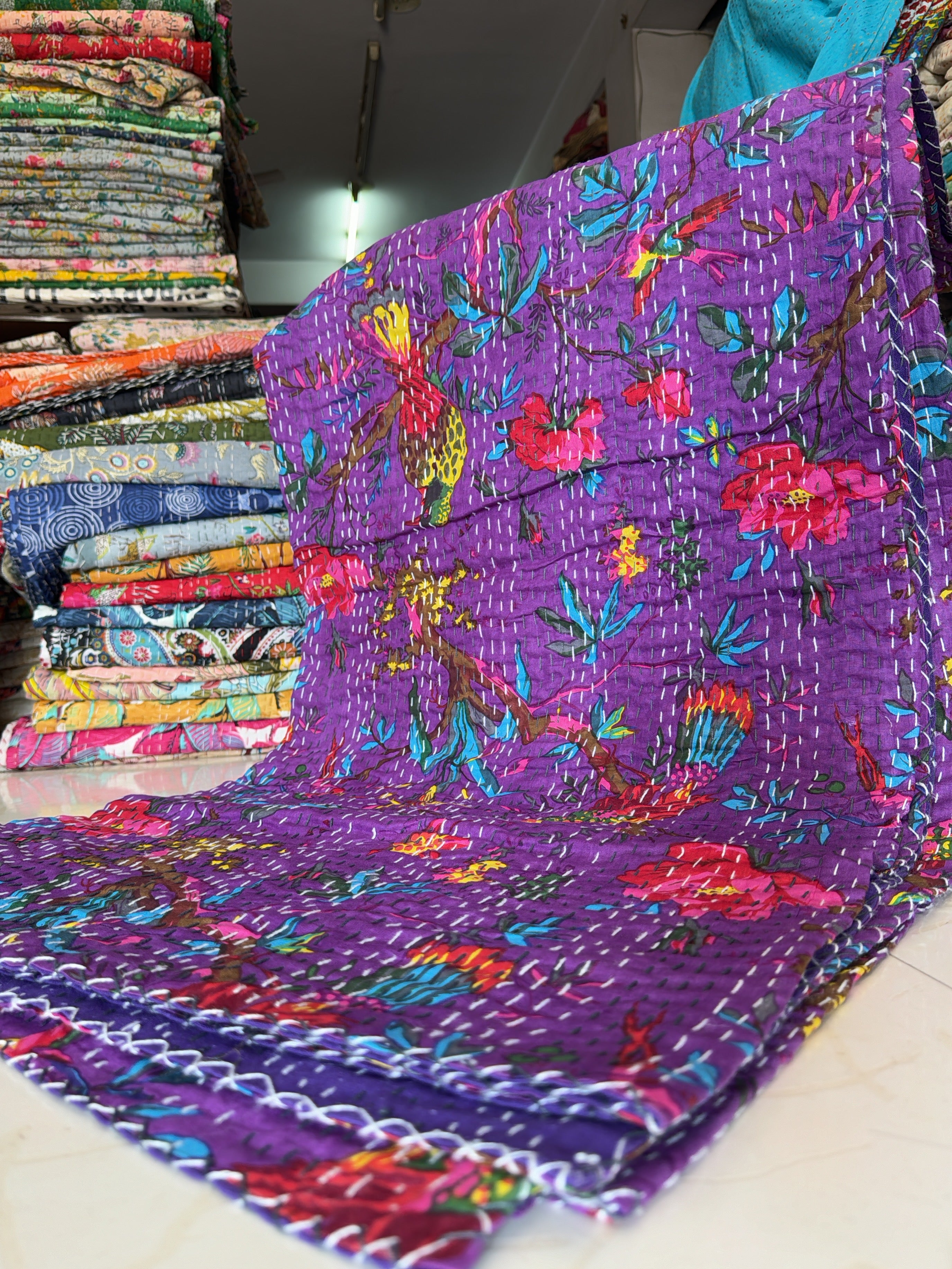 Mother's Day Gift – Printed Cotton Kantha Quilt