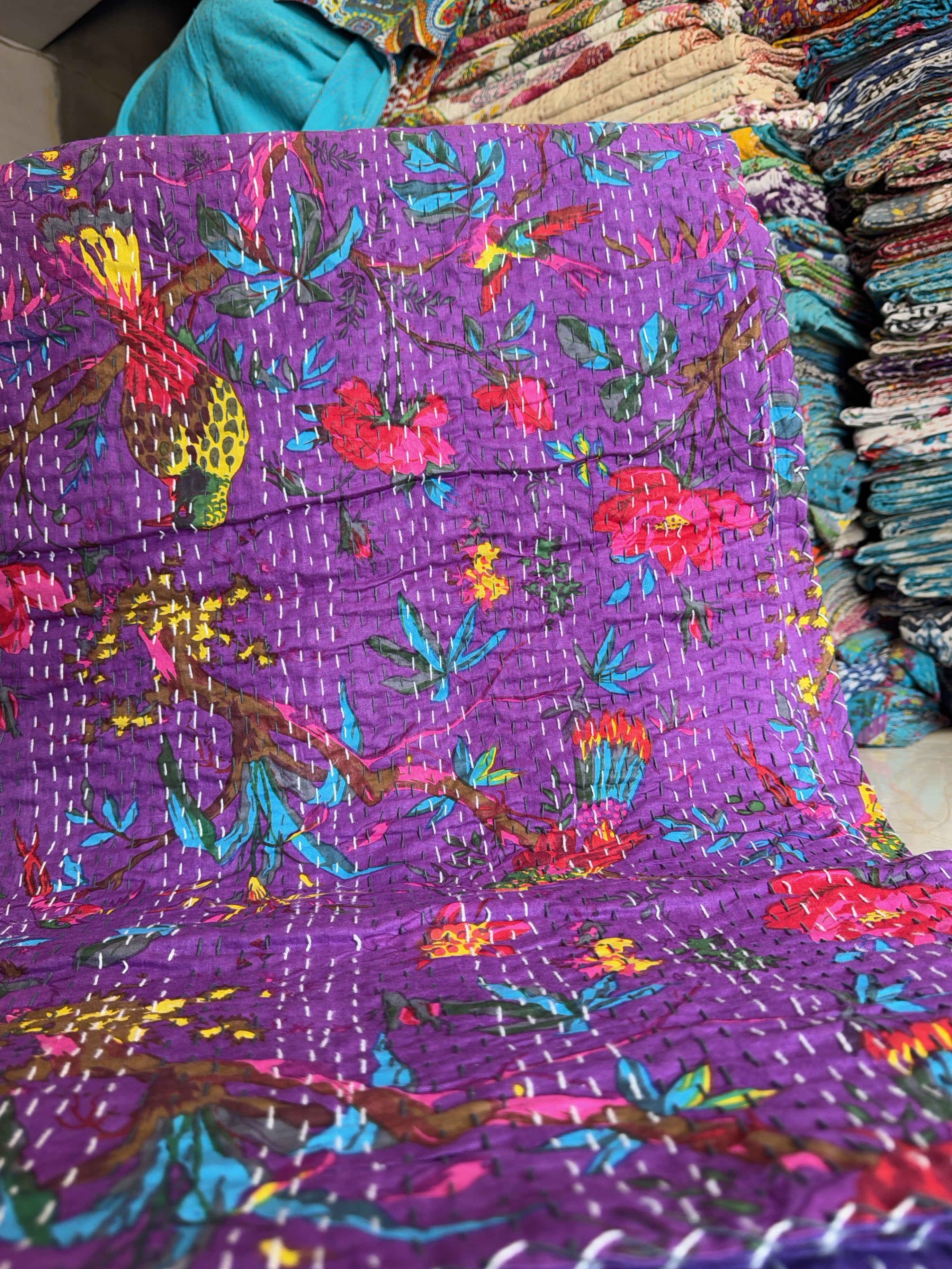 Mother's Day Gift – Printed Cotton Kantha Quilt