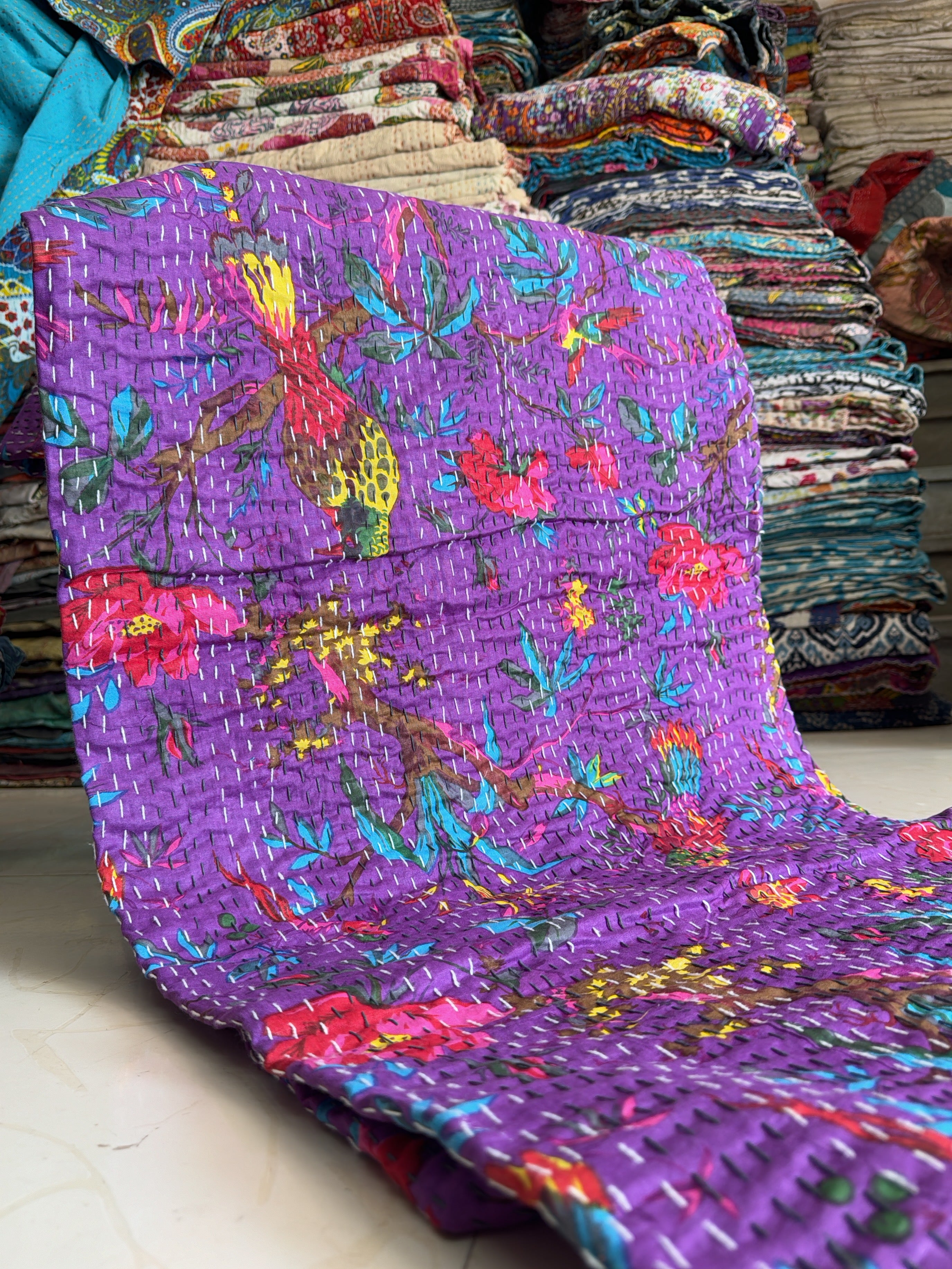 Mother's Day Gift – Printed Cotton Kantha Quilt