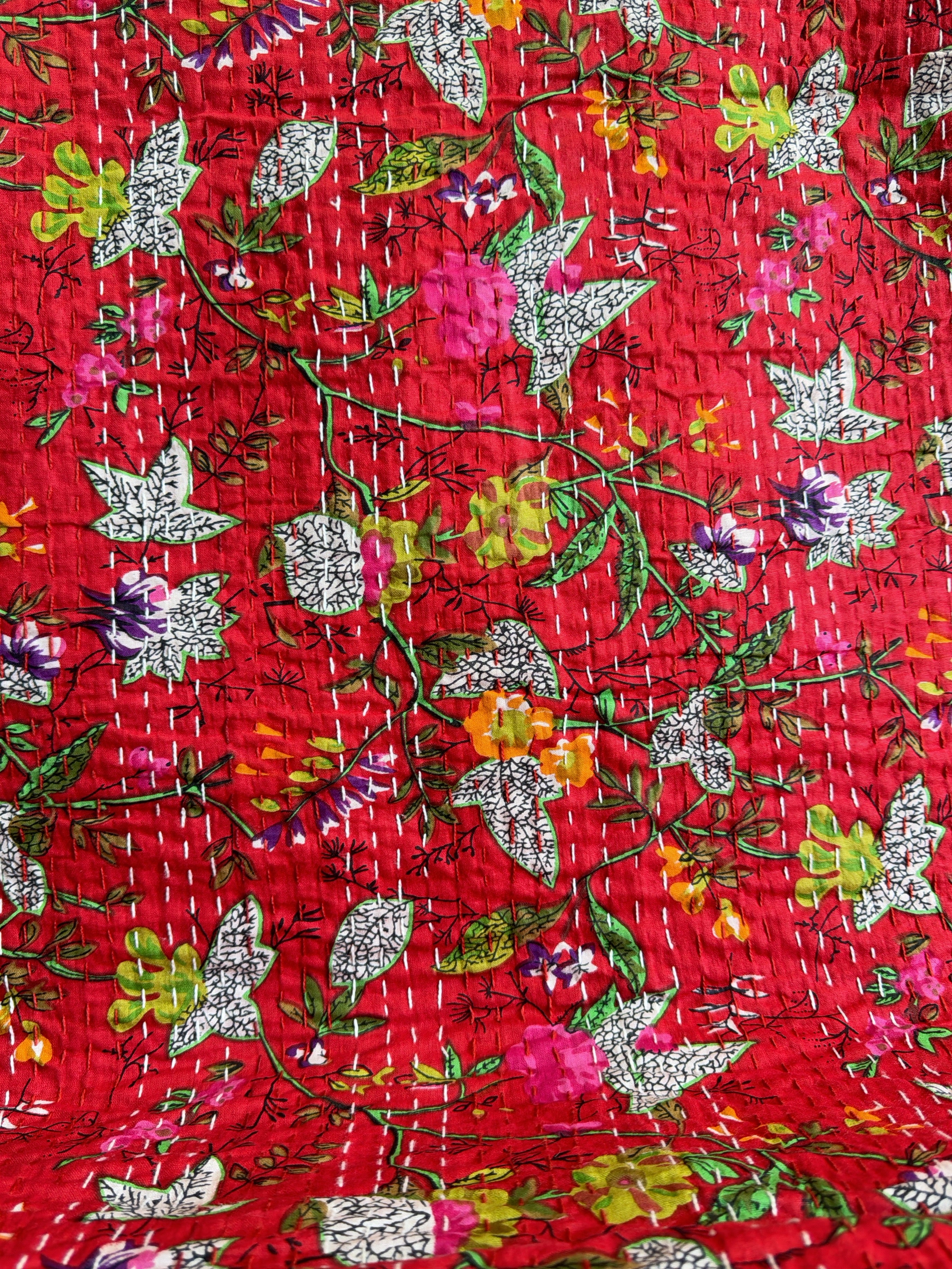 Soft Cotton Kantha Quilt – Handcrafted Printed Throw