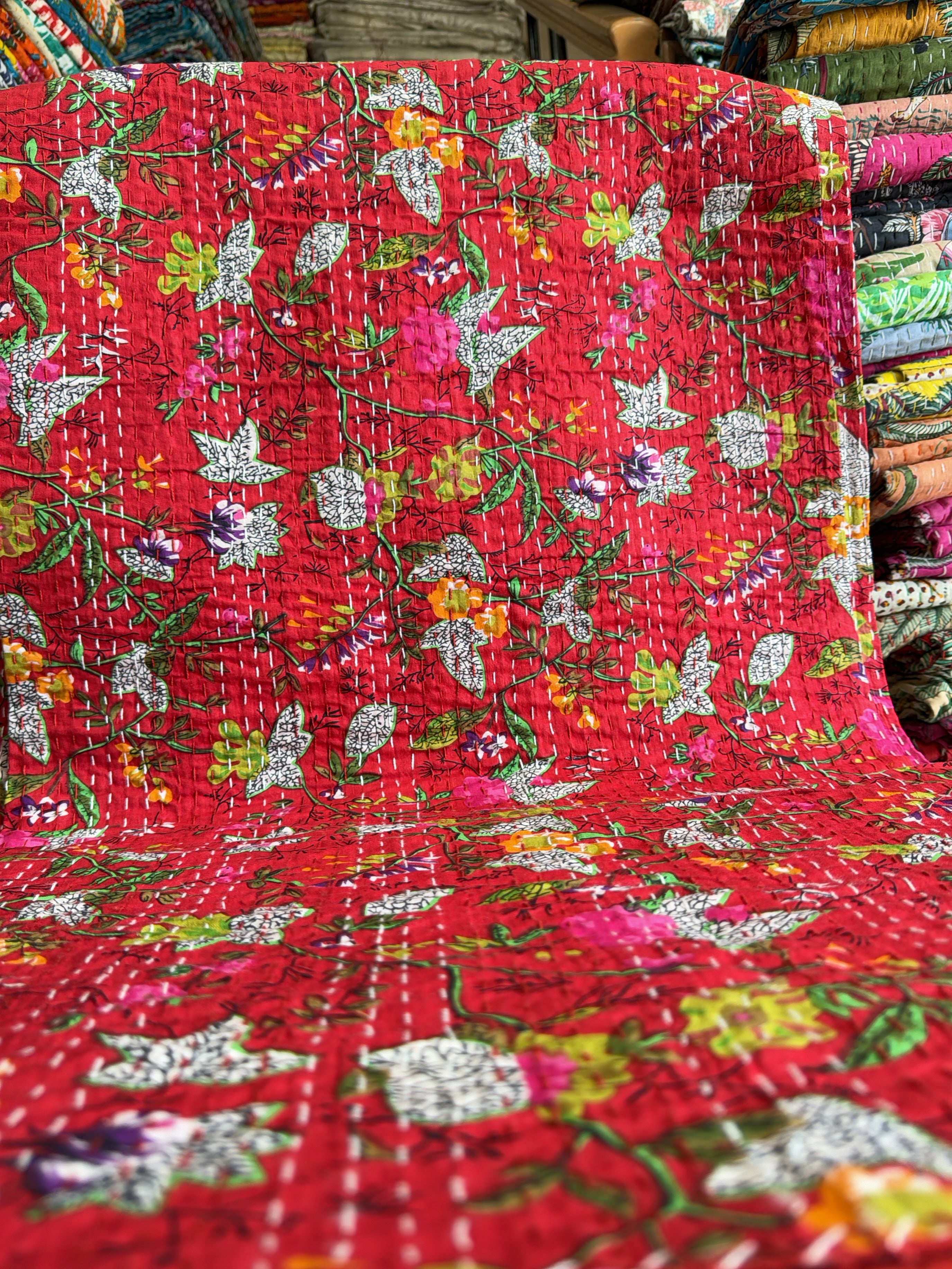Soft Cotton Kantha Quilt – Handcrafted Printed Throw