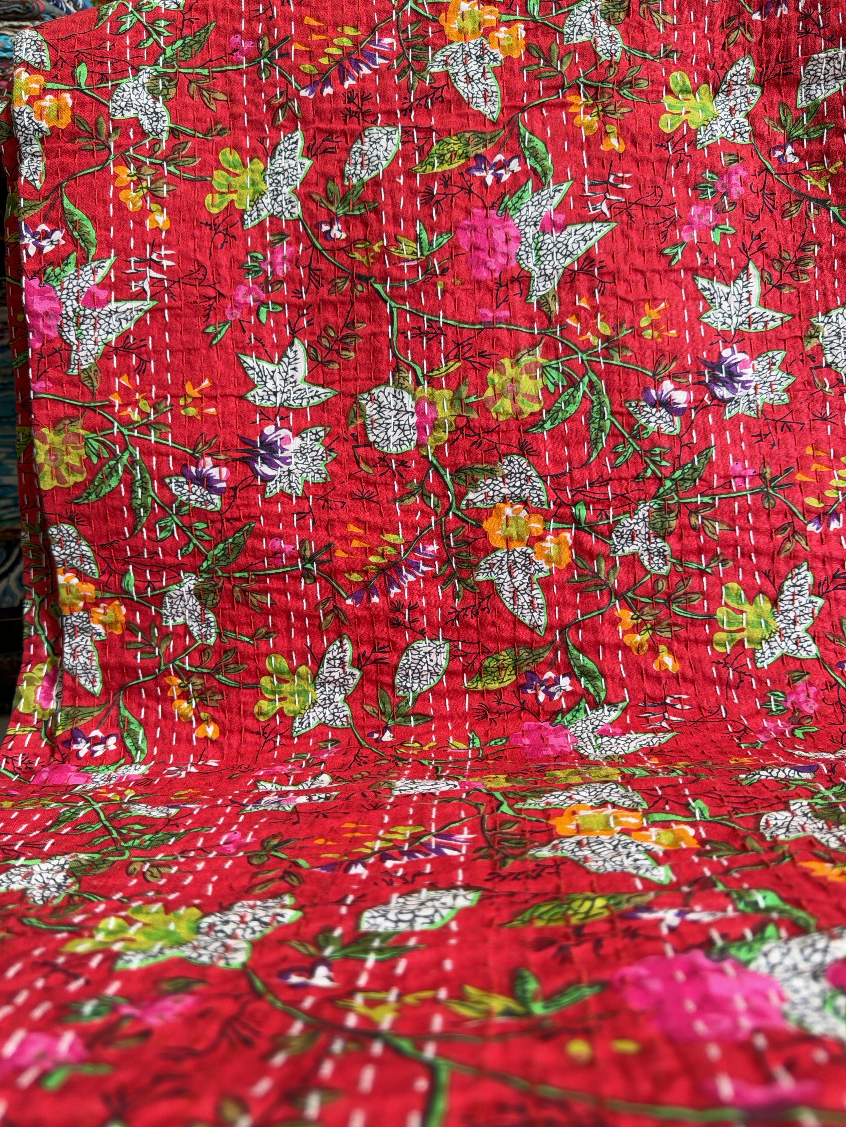 Soft Cotton Kantha Quilt – Handcrafted Printed Throw