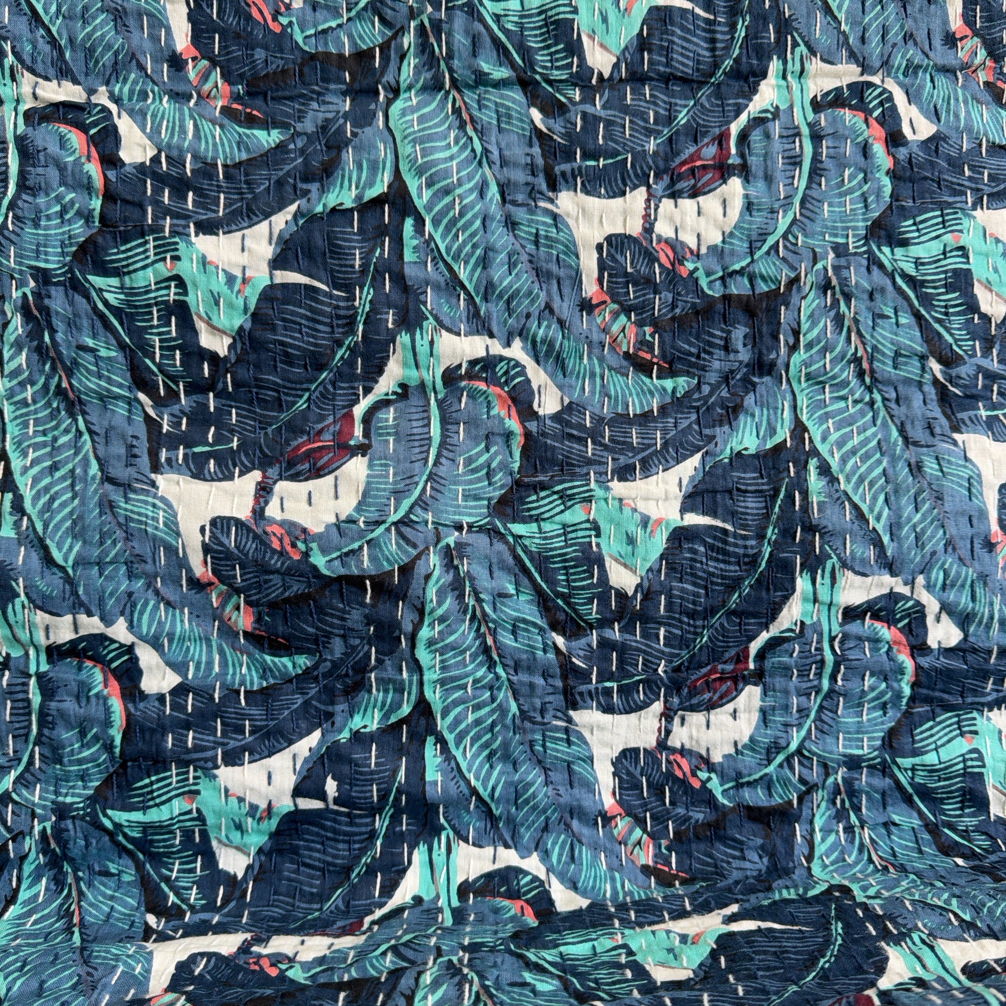Rustic Kantha Quilt – Printed Bedspread from India