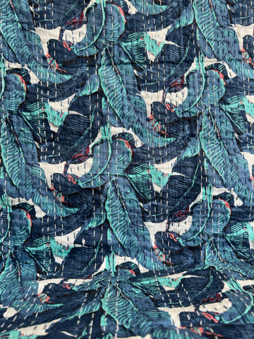 Rustic Kantha Quilt – Printed Bedspread from India